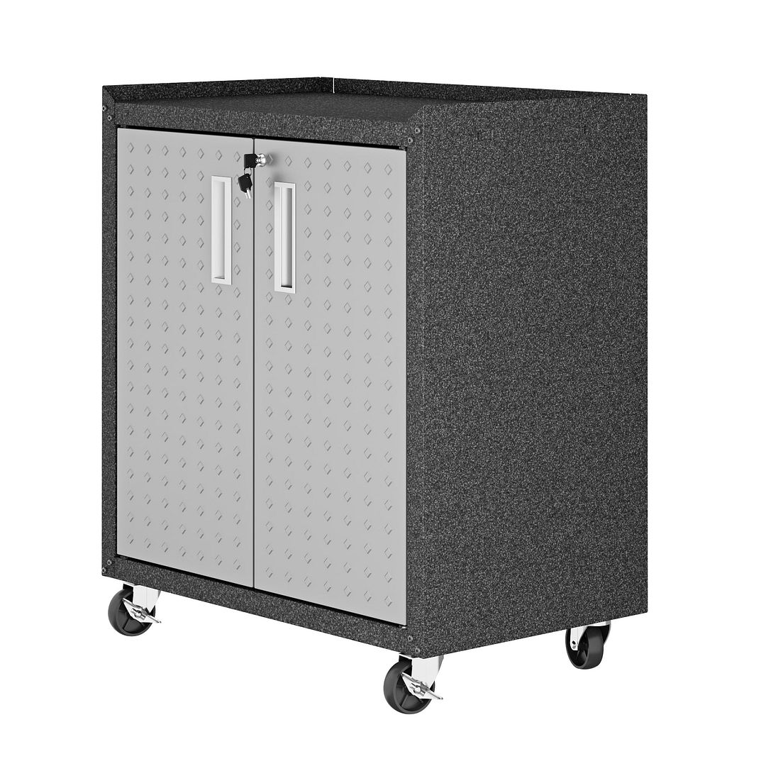 Fortress Textured Metal 31.5-inch Garage Mobile Cabinet w/2 Adjustable Shelves