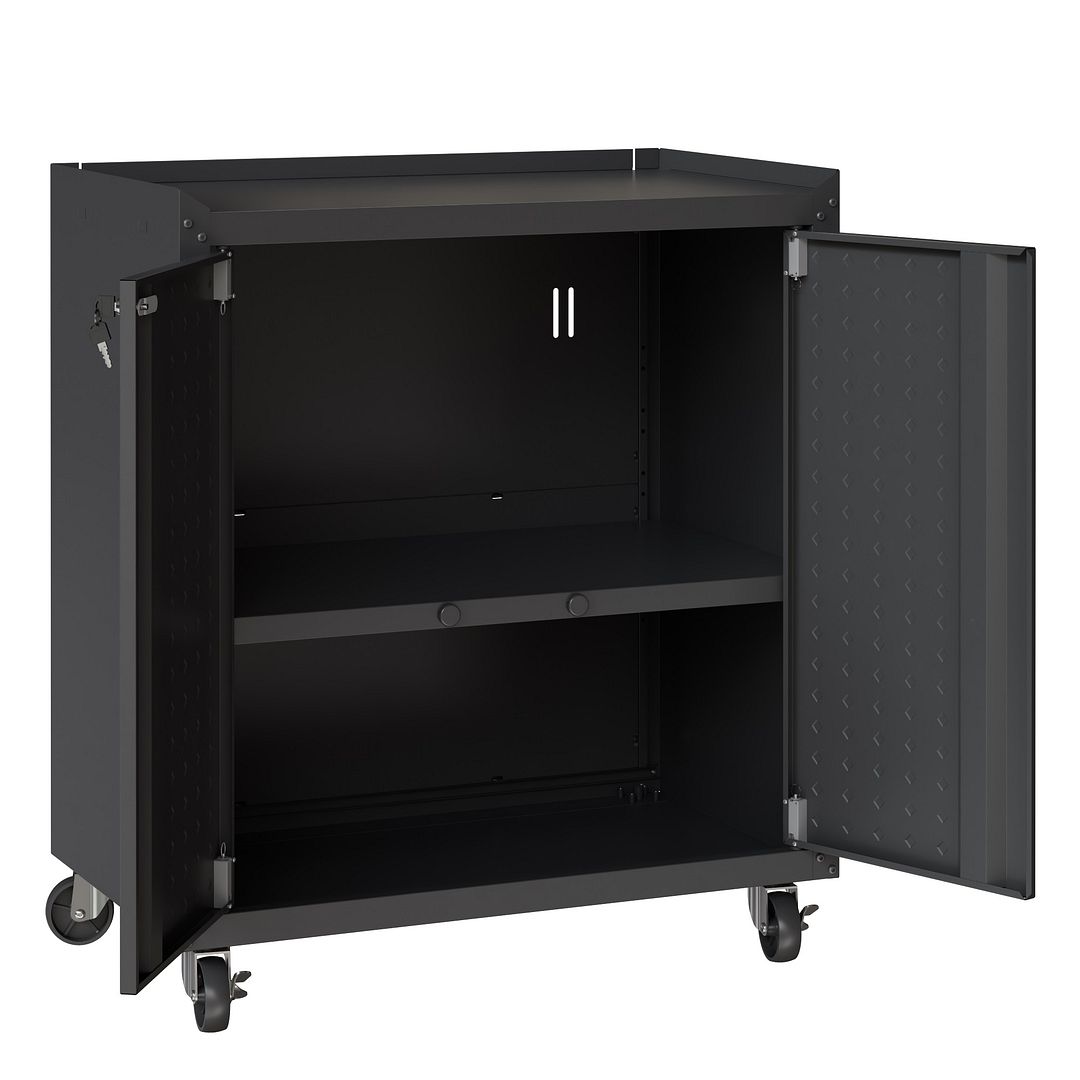 Fortress Textured Metal 31.5-inch Garage Mobile Cabinet w/2 Adjustable Shelves