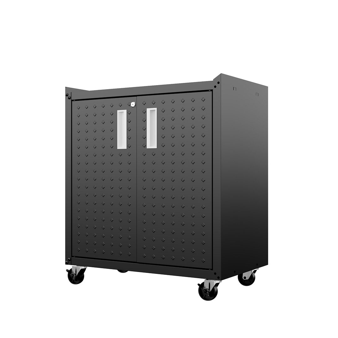 Fortress Textured Metal 31.5-inch Garage Mobile Cabinet w/2 Adjustable Shelves