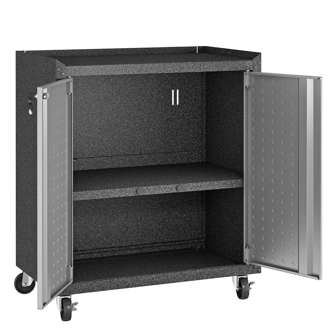 Fortress Textured Metal 31.5-inch Garage Mobile Cabinet w/2 Adjustable Shelves