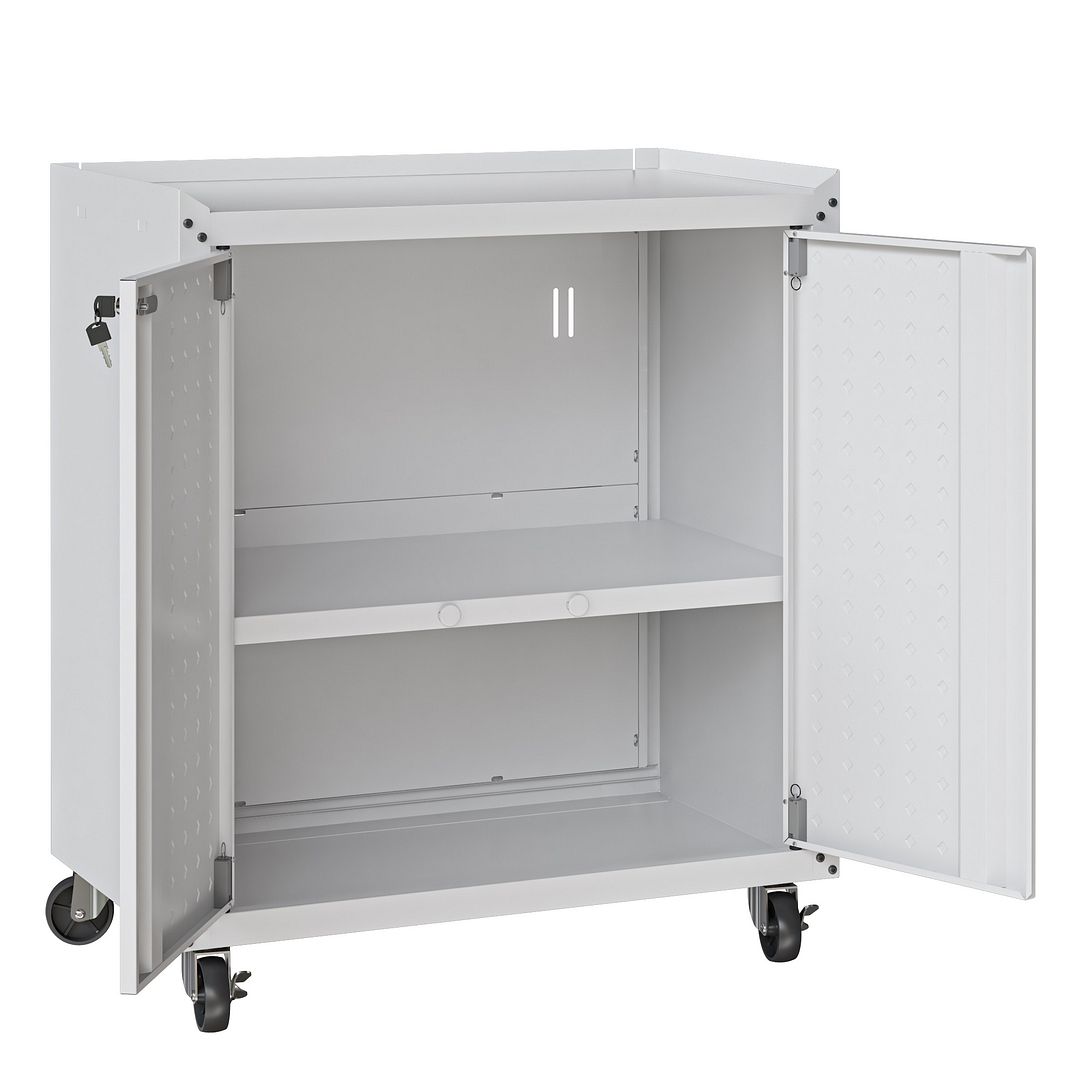 Fortress Textured Metal 31.5-inch Garage Mobile Cabinet w/2 Adjustable Shelves