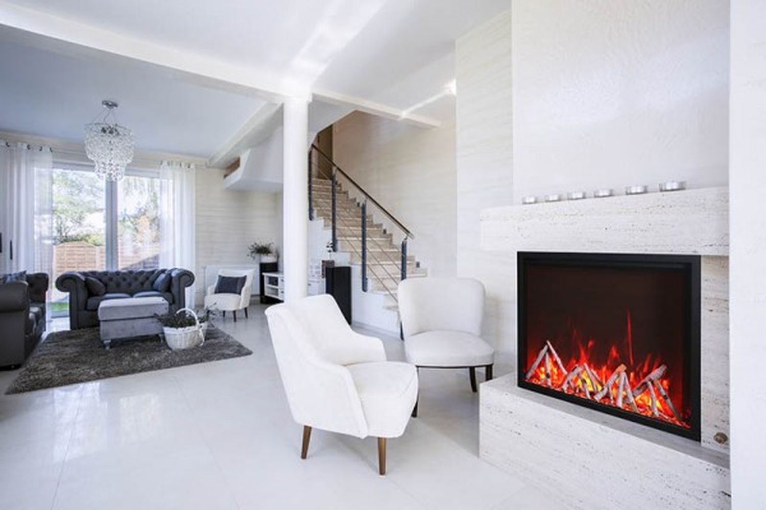 Tru View 40" 3-Sided Glass Electric Fireplace, Appliance Depth 14 1/4"
