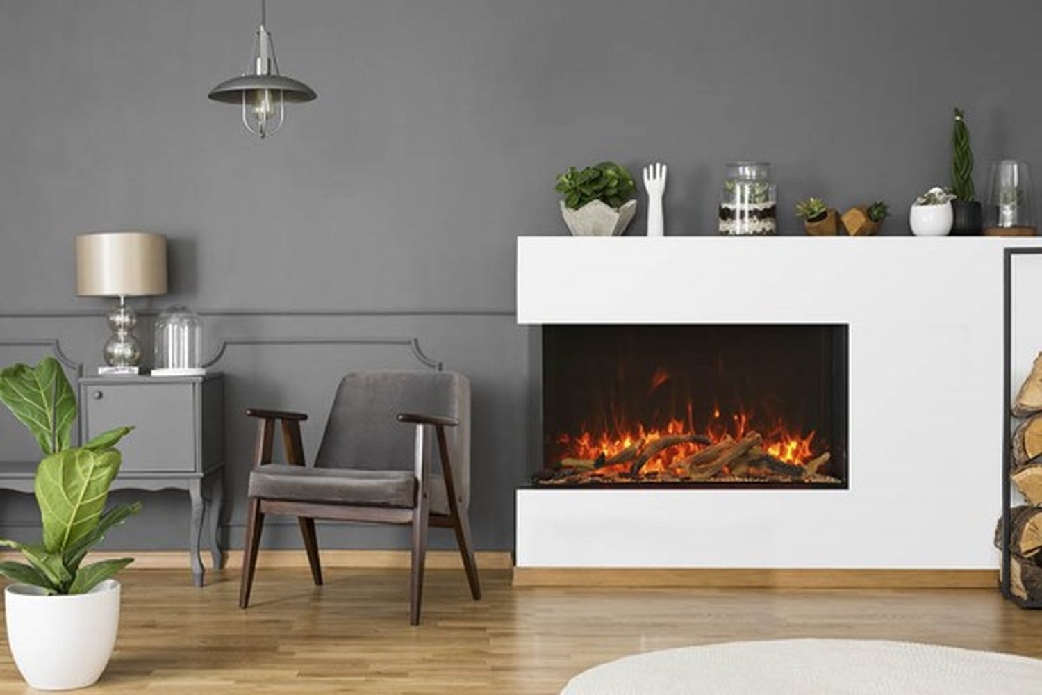 Tru View 40" 3-Sided Glass Electric Fireplace, Appliance Depth 13 3/4"