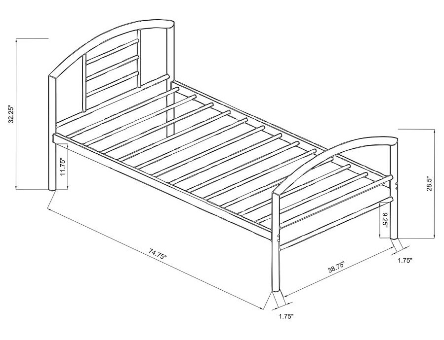 Baines Metal Bed w/Arched Headboard, Twin Size