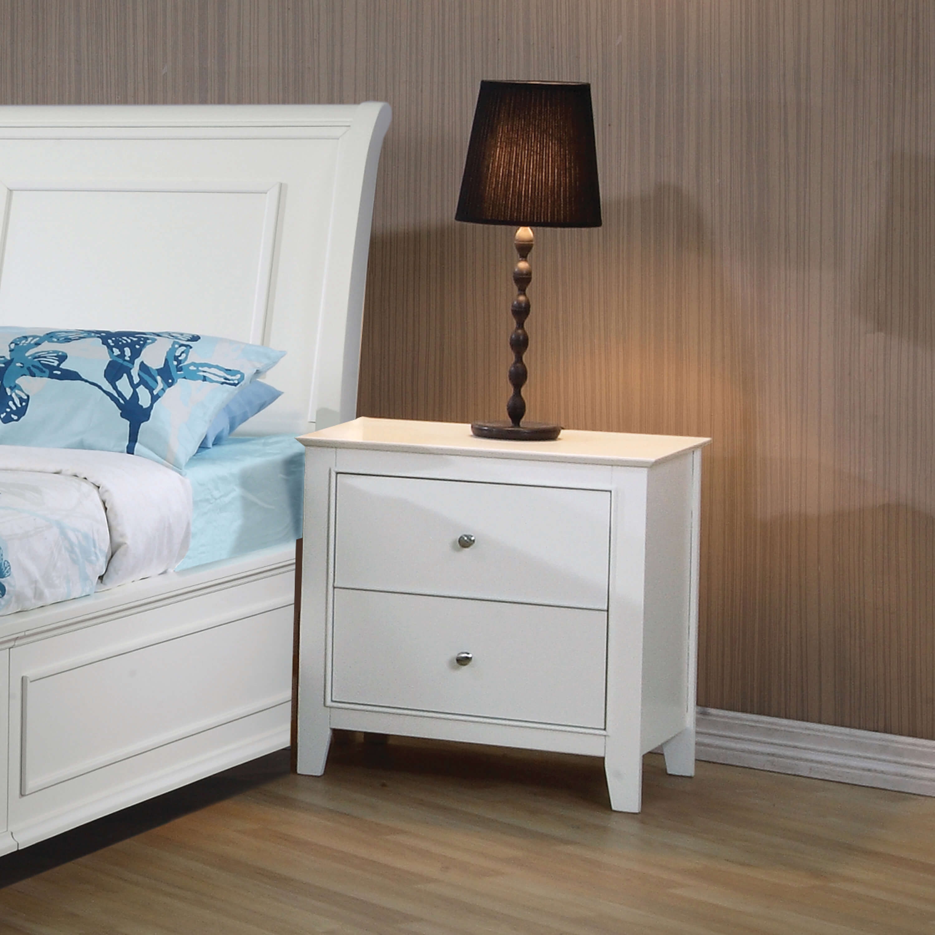 Selena Wood Veneer Nightstand w/2 Drawers