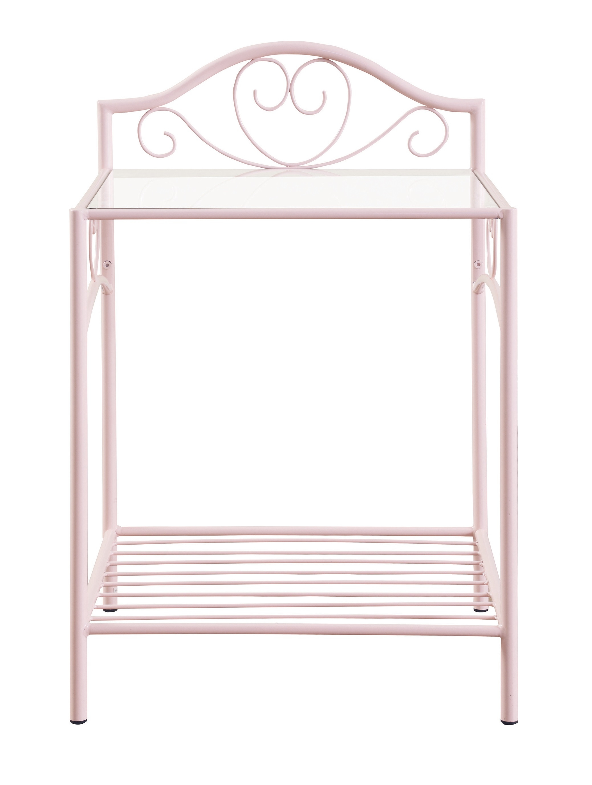Massi Glass/Metal Nightstand w/Open Shelf