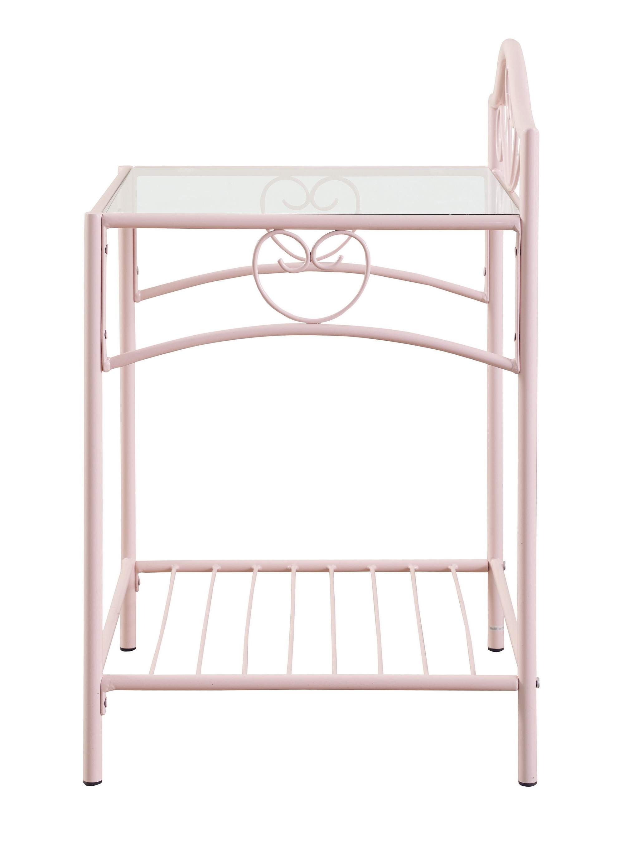 Massi Glass/Metal Nightstand w/Open Shelf