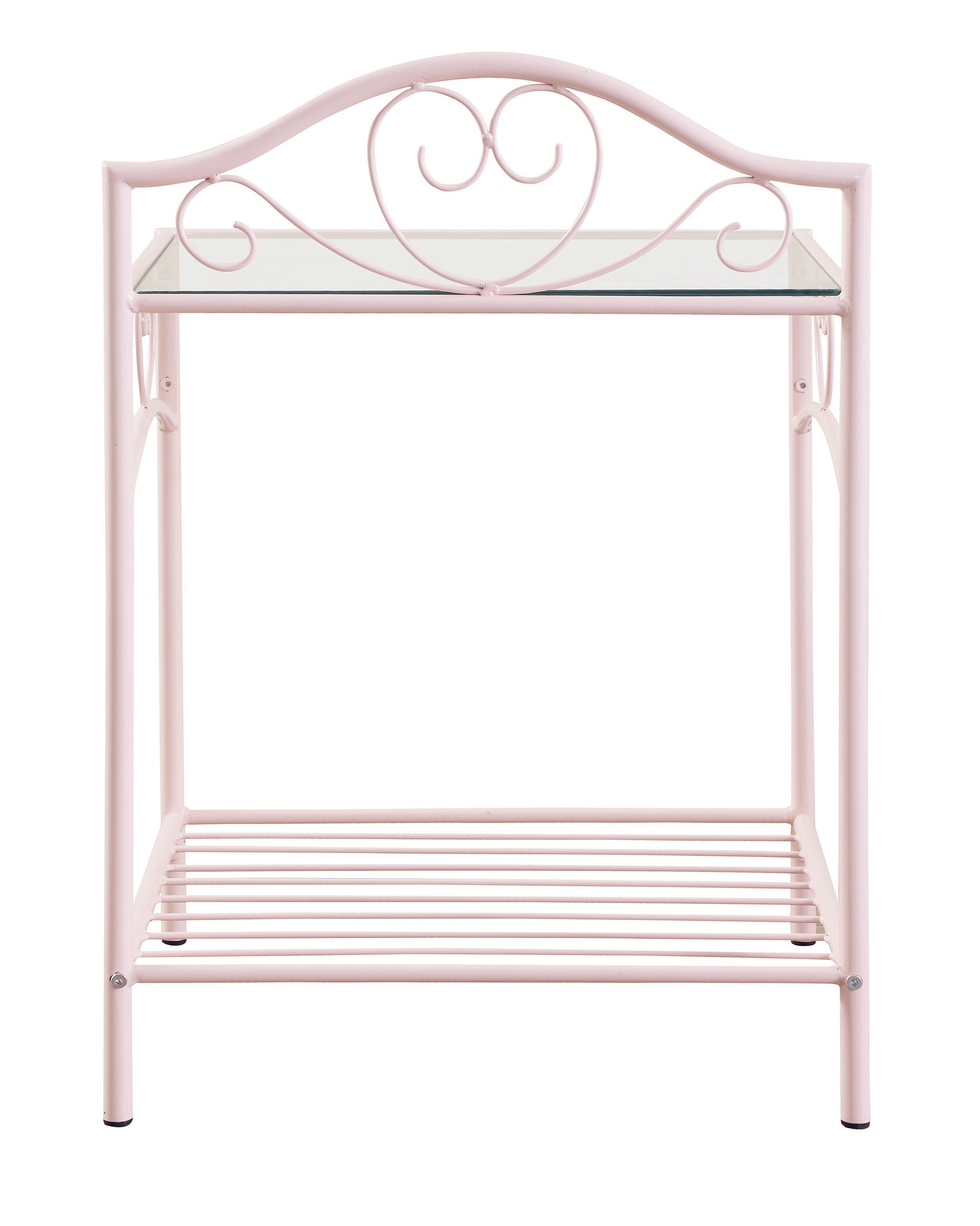 Massi Glass/Metal Nightstand w/Open Shelf