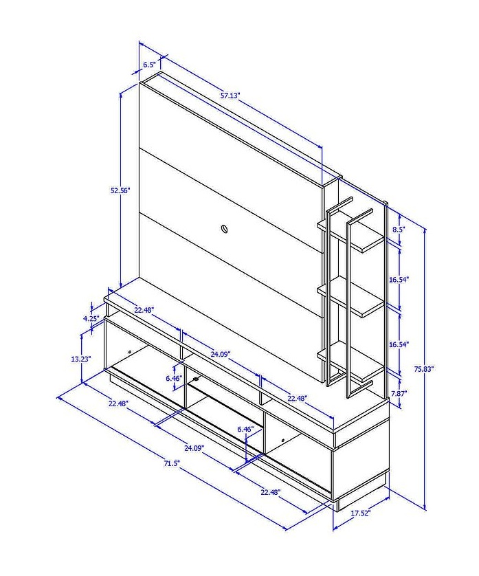 Pomander 71.5-inch Free Standing Entertainment Center w/Decor Shelves