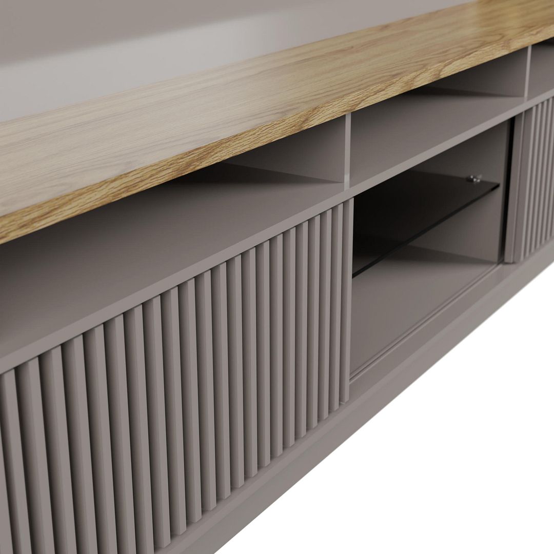 Pomander 71.5-inch Free Standing Entertainment Center w/Decor Shelves