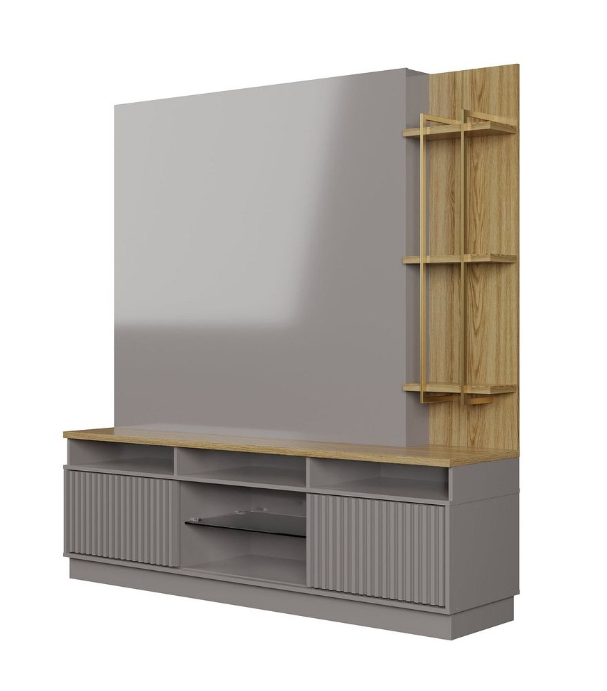 Pomander 71.5-inch Free Standing Entertainment Center w/Decor Shelves