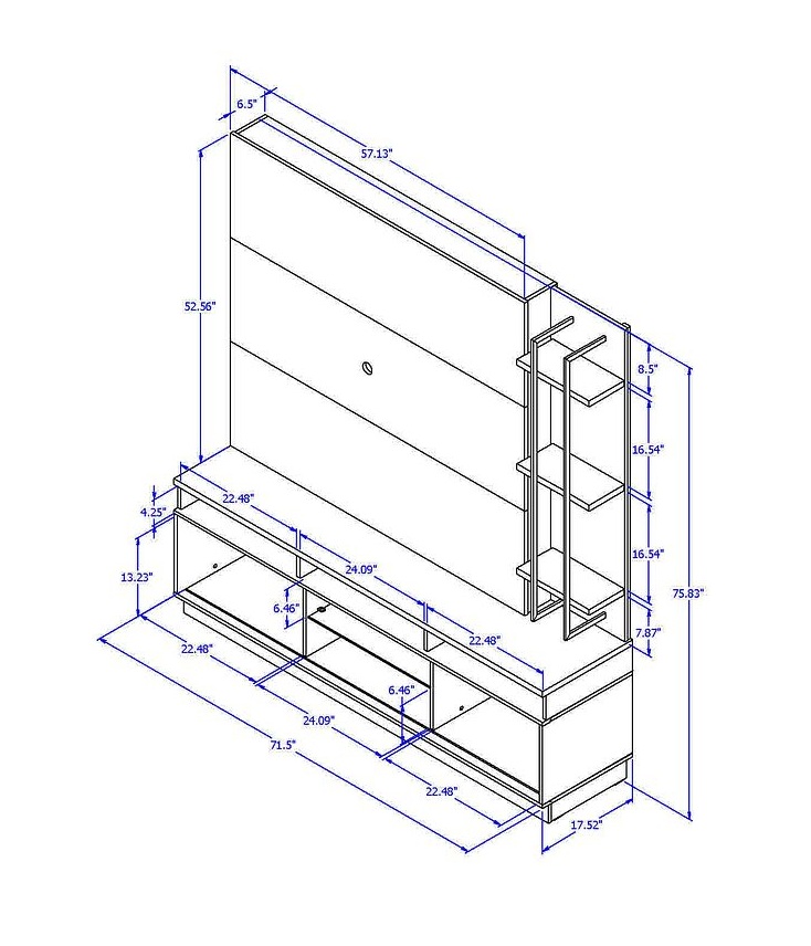 Pomander 71.5-inch Free Standing Entertainment Center w/Decor Shelves