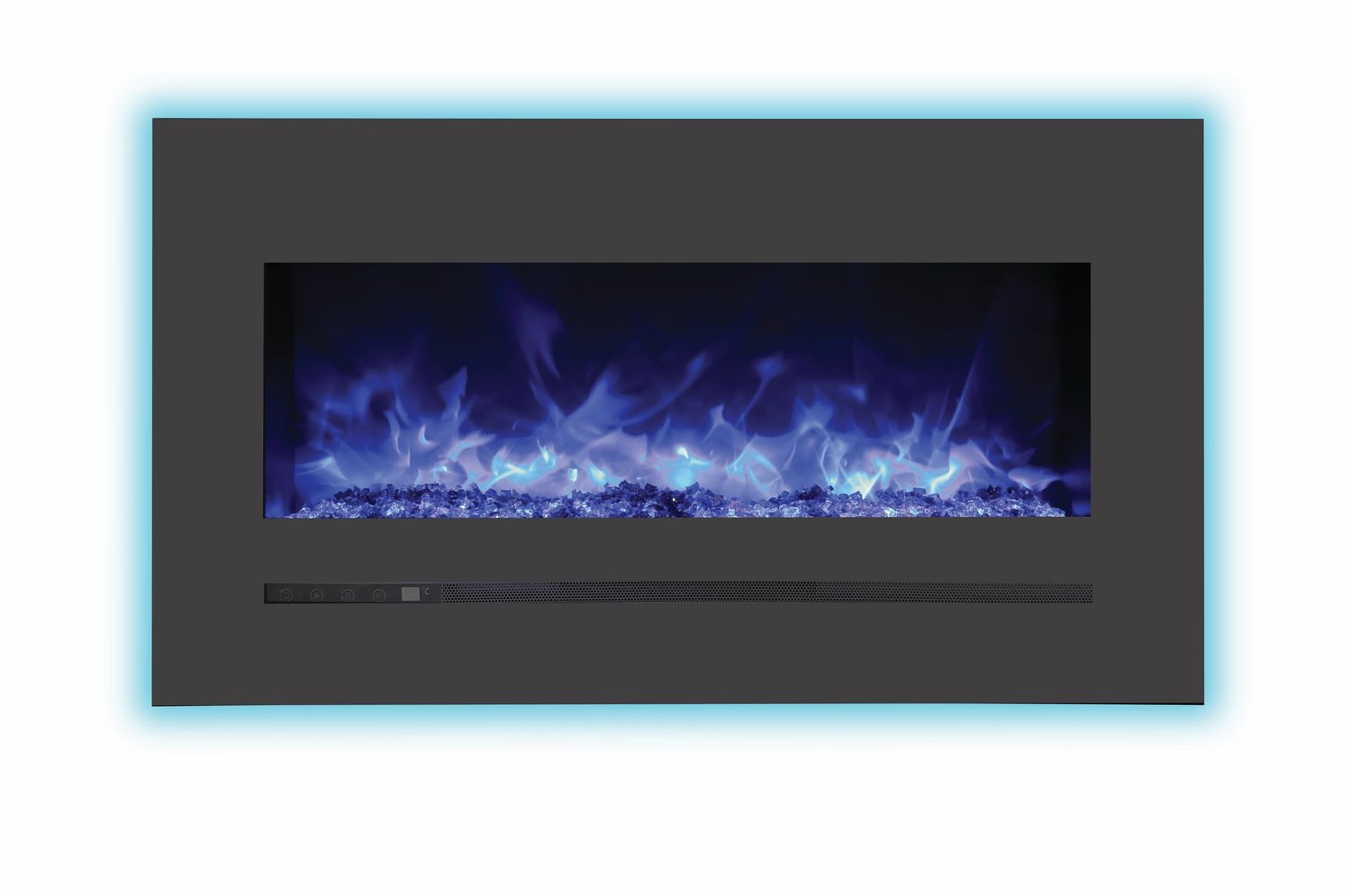 LINEAR Wall Mount/Flush Mount Electric Fireplace w/ Steel Surround & Clear Media