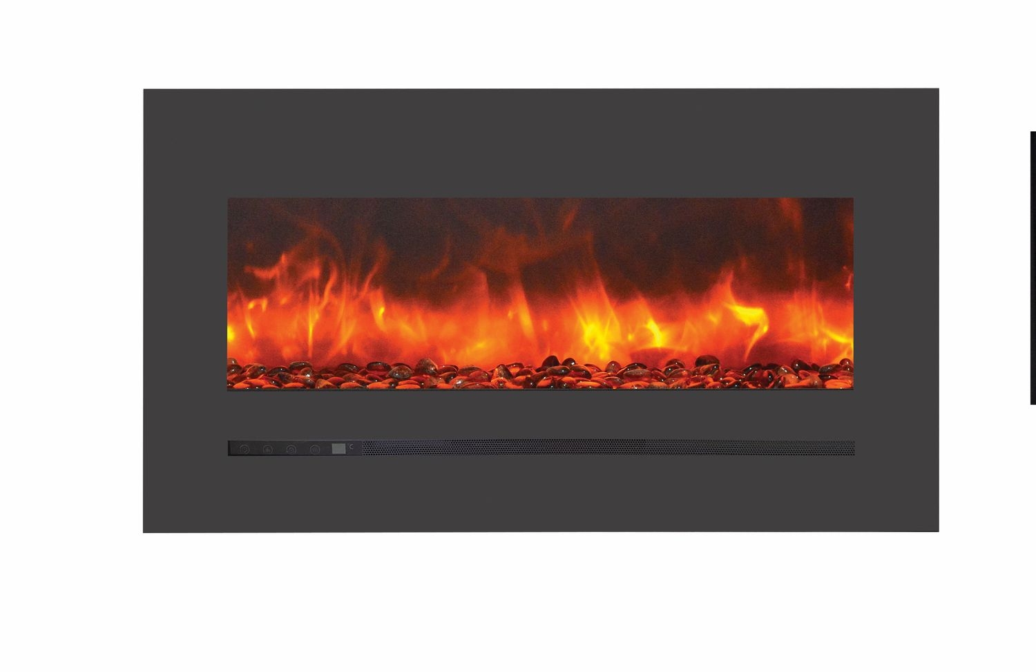 LINEAR 34" Wall Mount/Flush Mount Electric Fireplace w/ Steel Surround & Clear Media