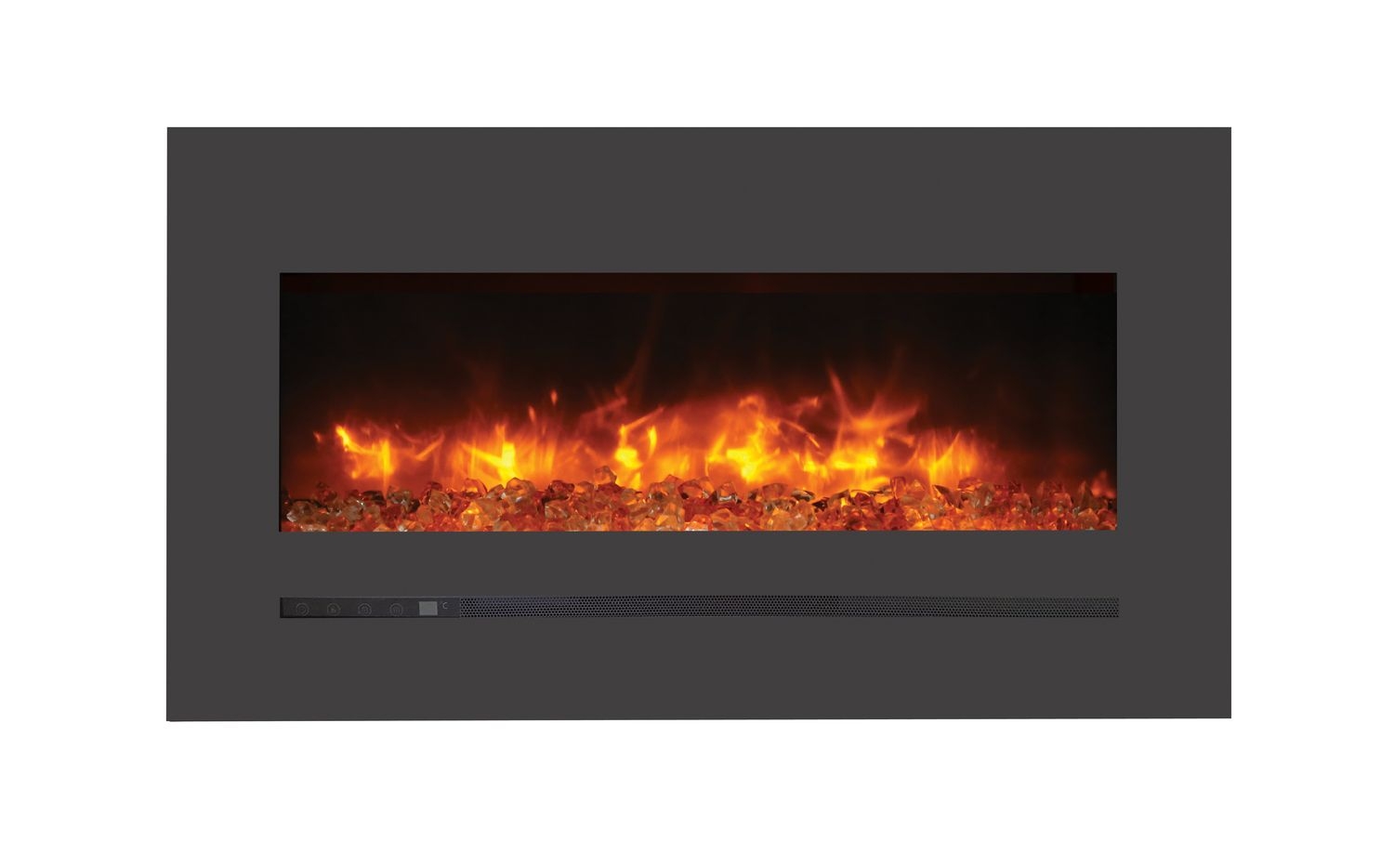 LINEAR 34" Wall Mount/Flush Mount Electric Fireplace w/ Steel Surround & Clear Media