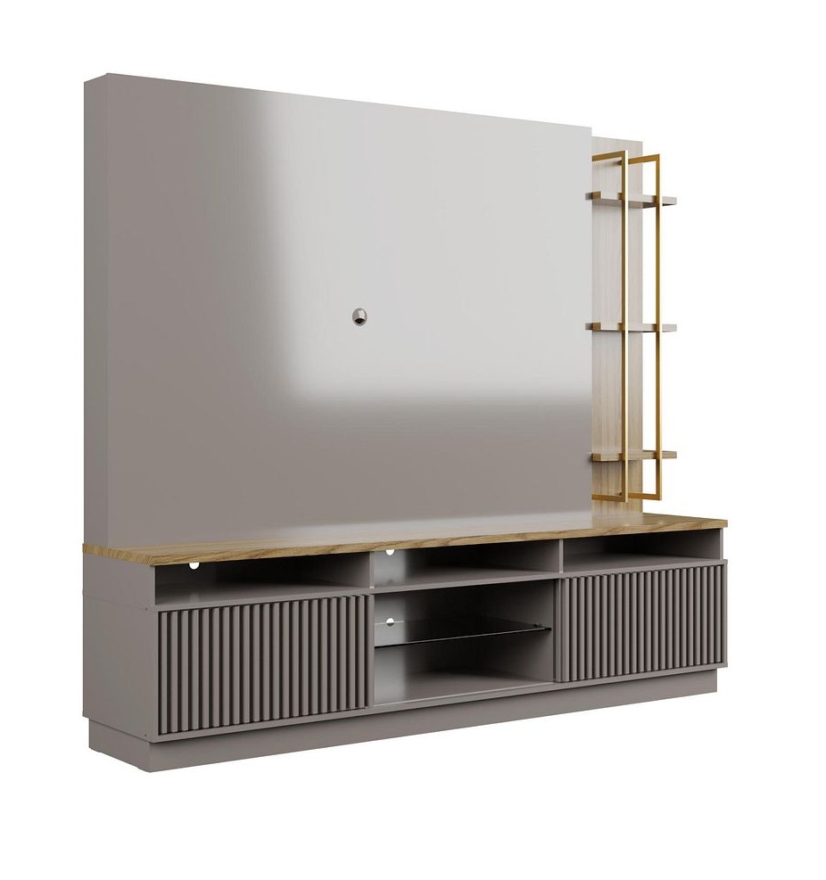 Pomander 85.27-inch Free Standing Entertainment Center w/Decor Shelves