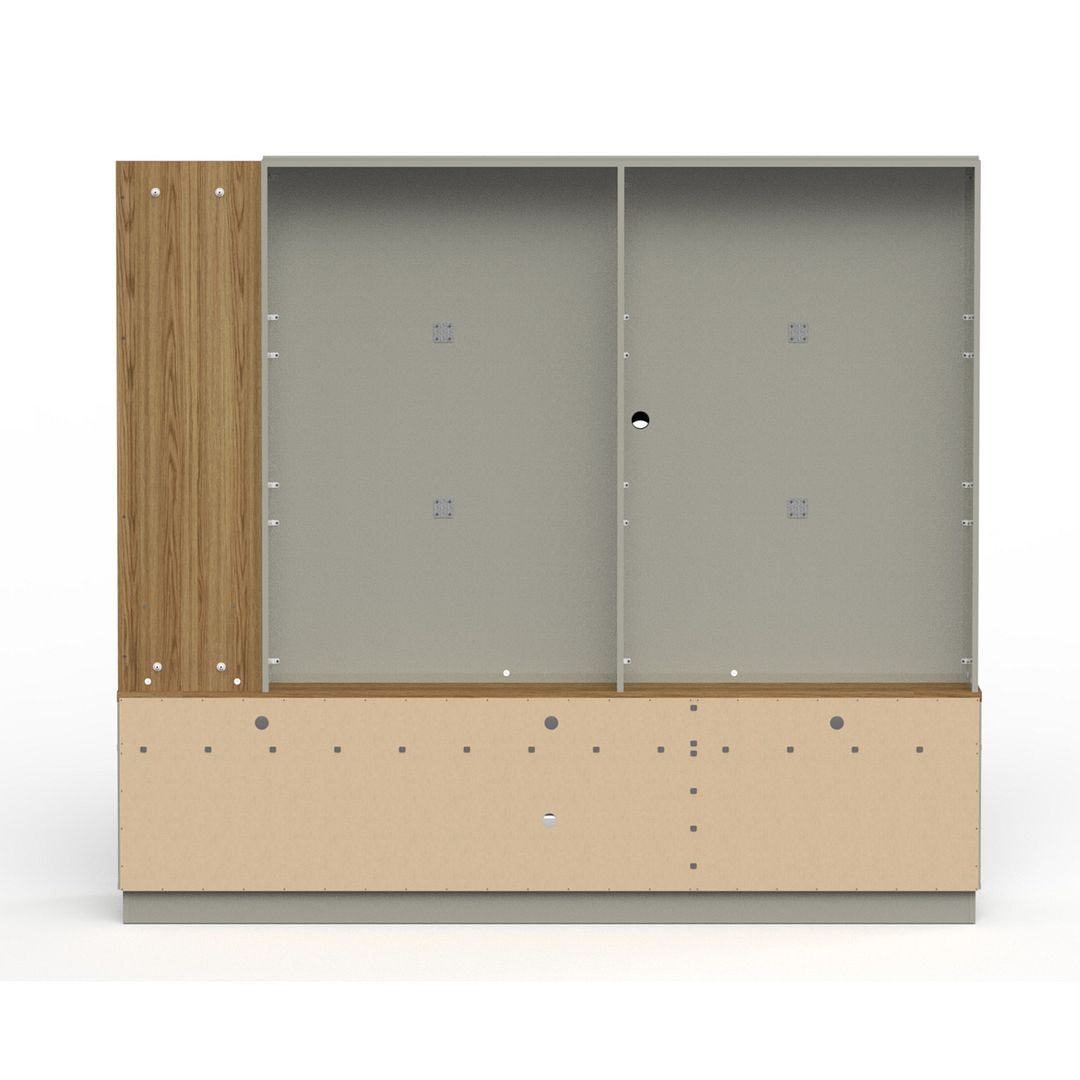Pomander 85.27-inch Free Standing Entertainment Center w/Decor Shelves