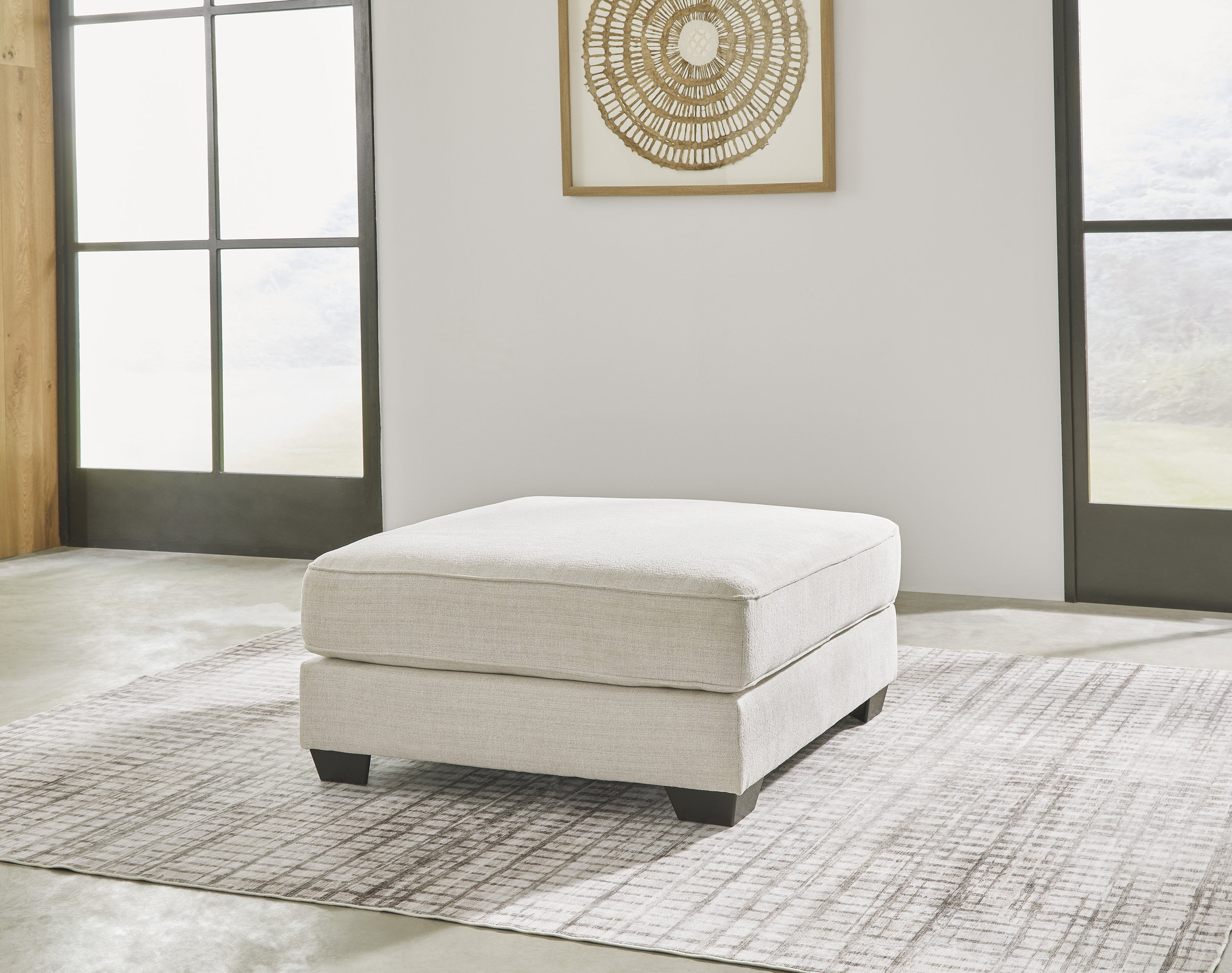 Lerenza 40" Square Oversized Accent Ottoman - Birch Cream Textured Polyester