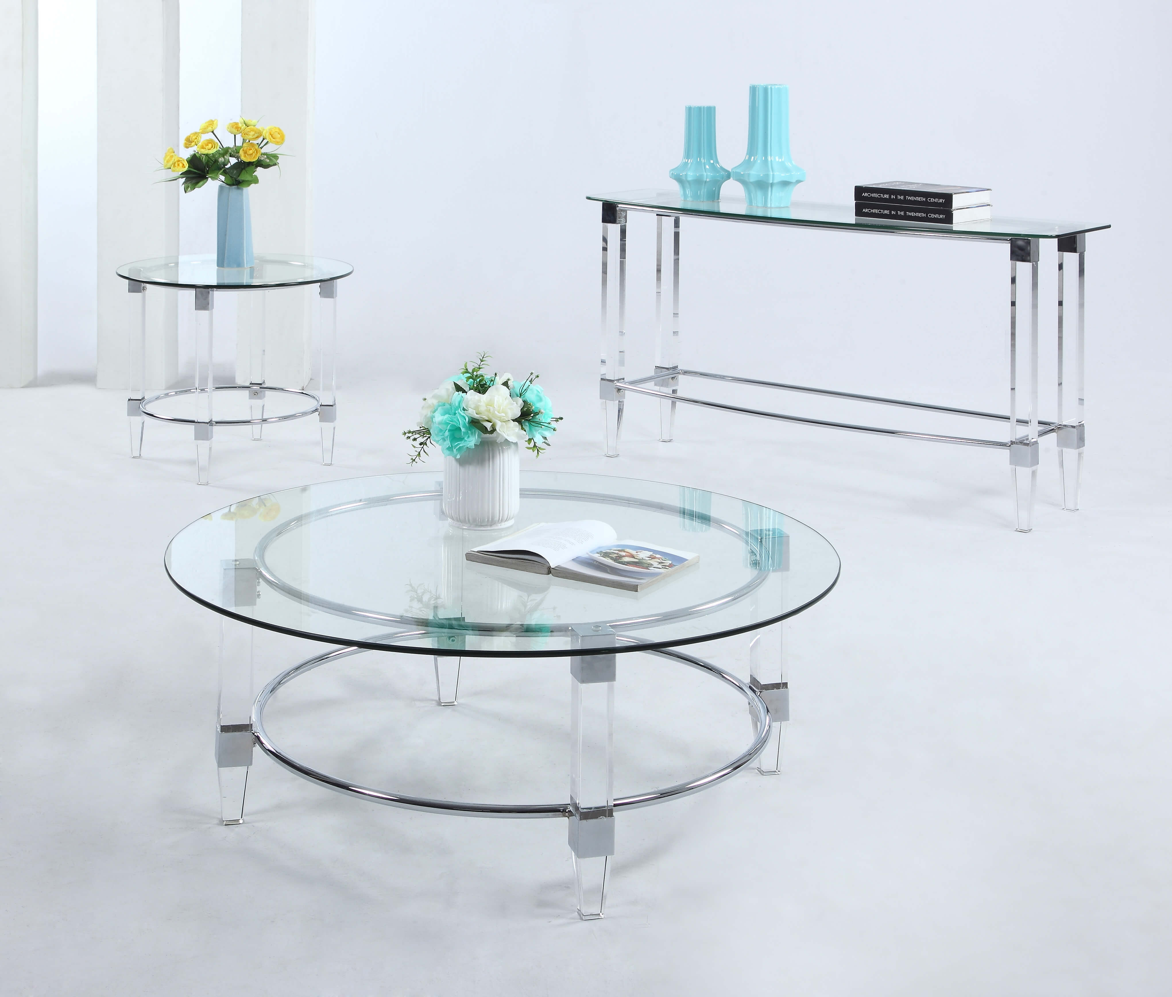 4038 Round Glass Cocktail Table