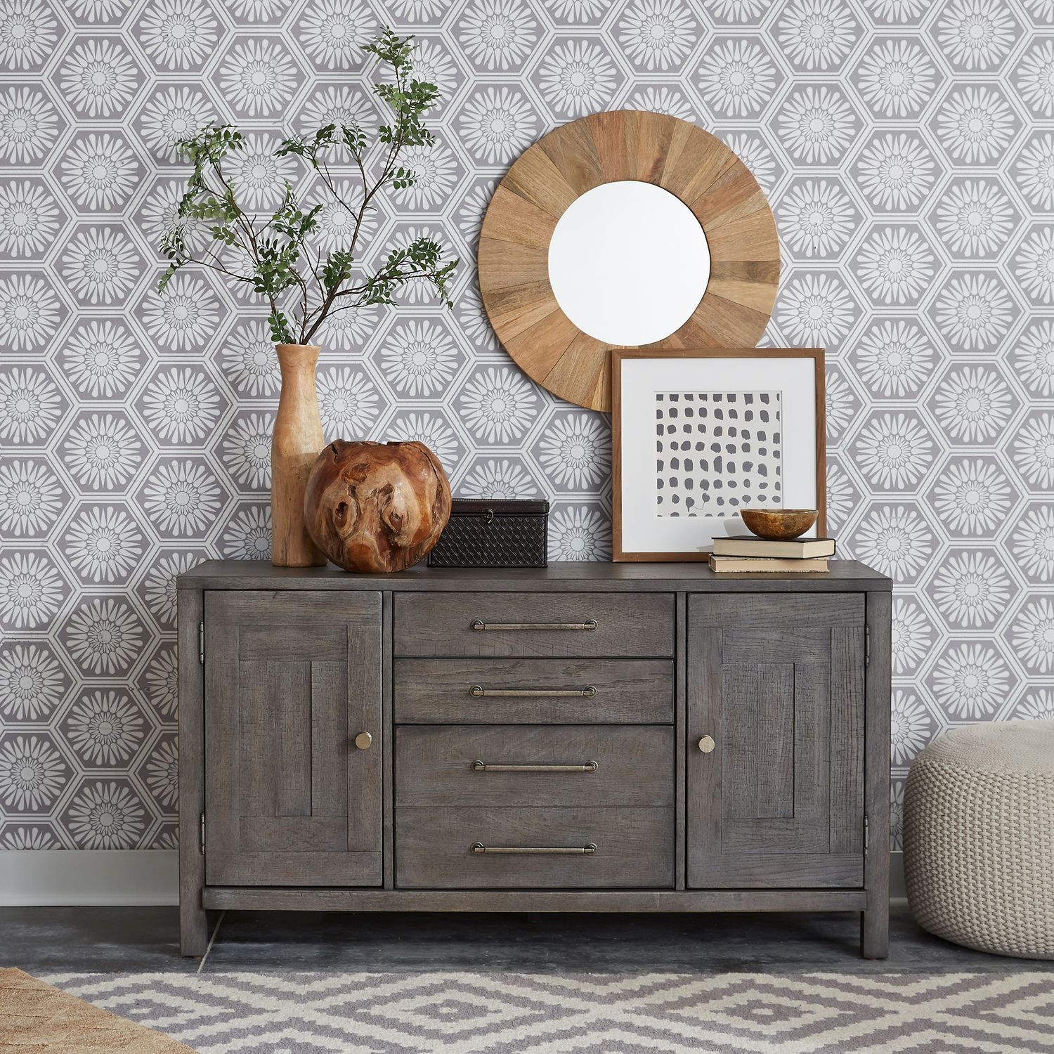 Modern Farmhouse Living Room Table Set | Distressed Charcoal