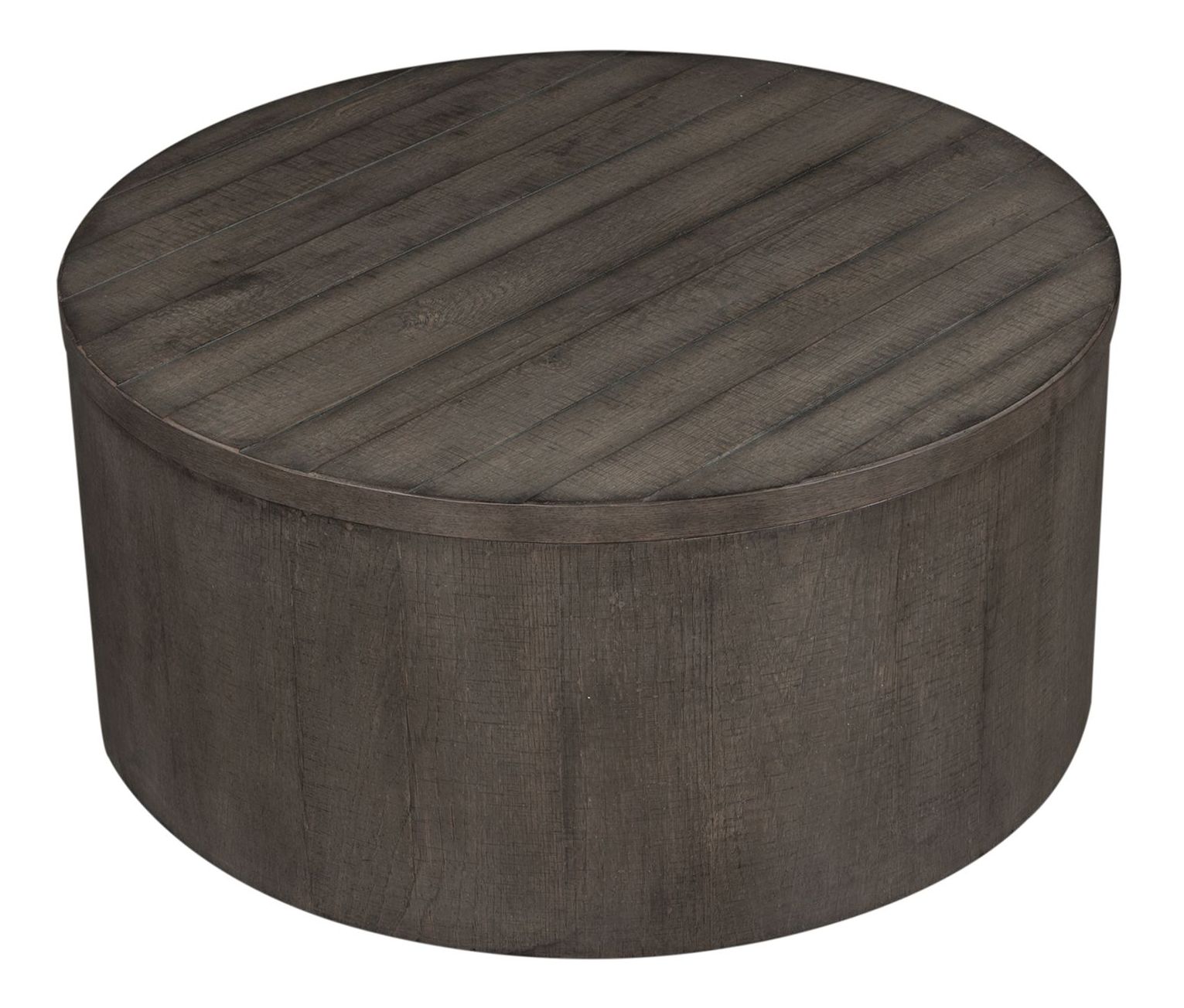 Modern Farmhouse Round Wood Drum Cocktail Table