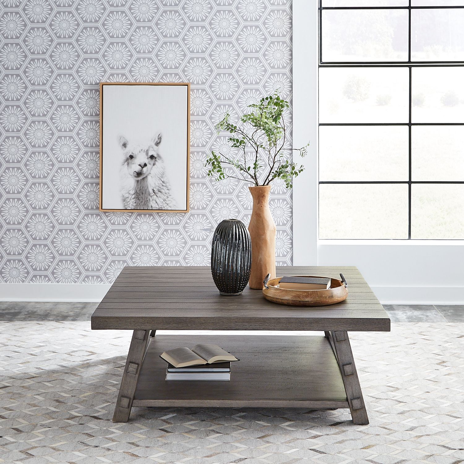 Modern Farmhouse Round Splay Leg Coffee Table Set