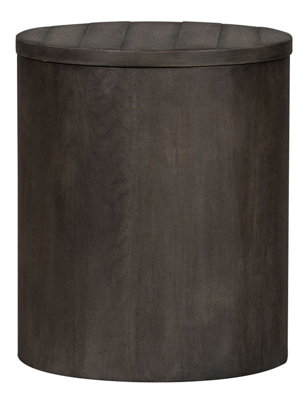 Modern Farmhouse Round Drum End Table with Hidden Storage