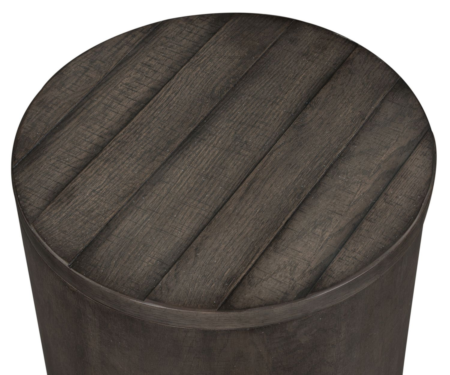 Modern Farmhouse Round Wood Drum Cocktail Table Set