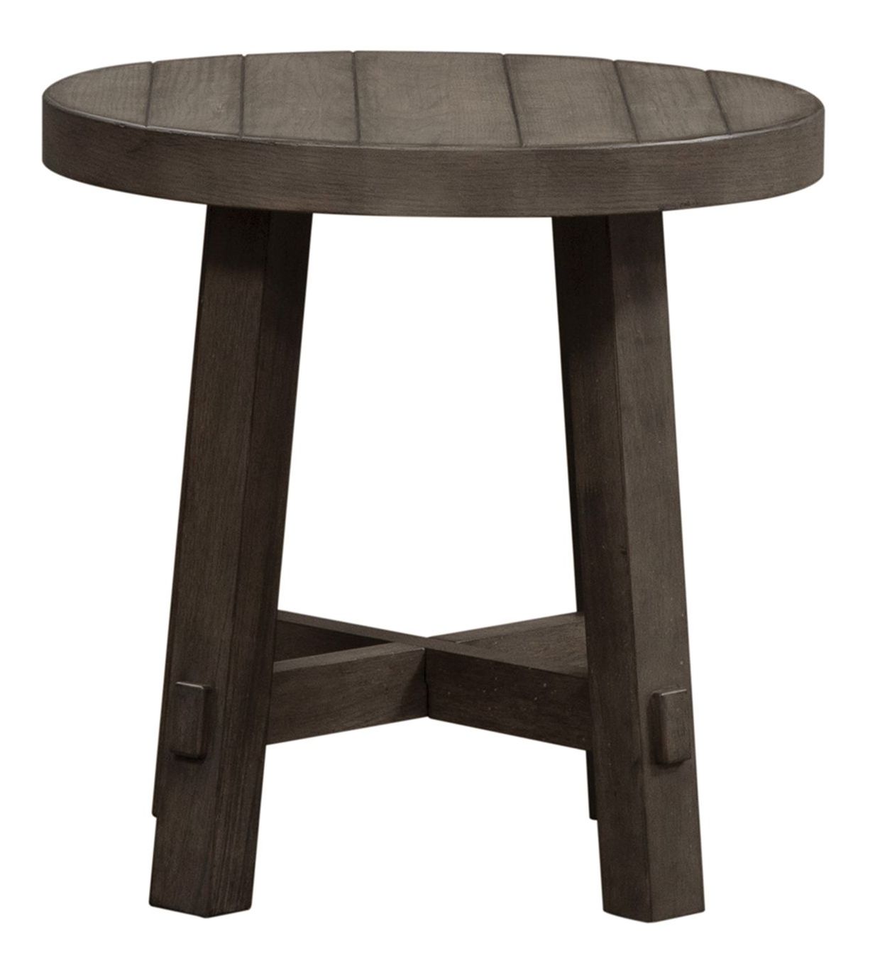Modern Farmhouse Round Wood Drum Cocktail Table Set