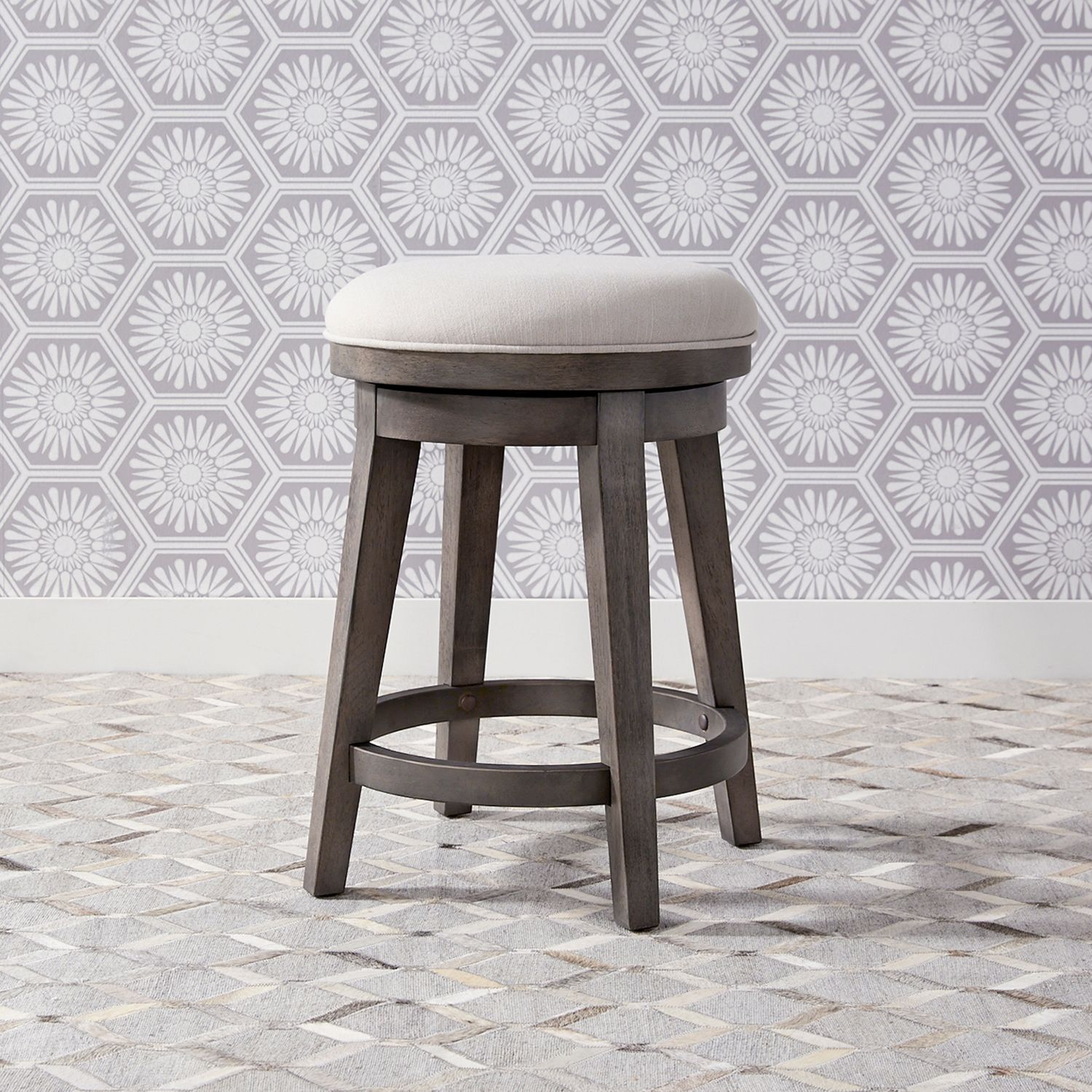 Modern Farmhouse Swivel Counter Stool | Upholstered Seat