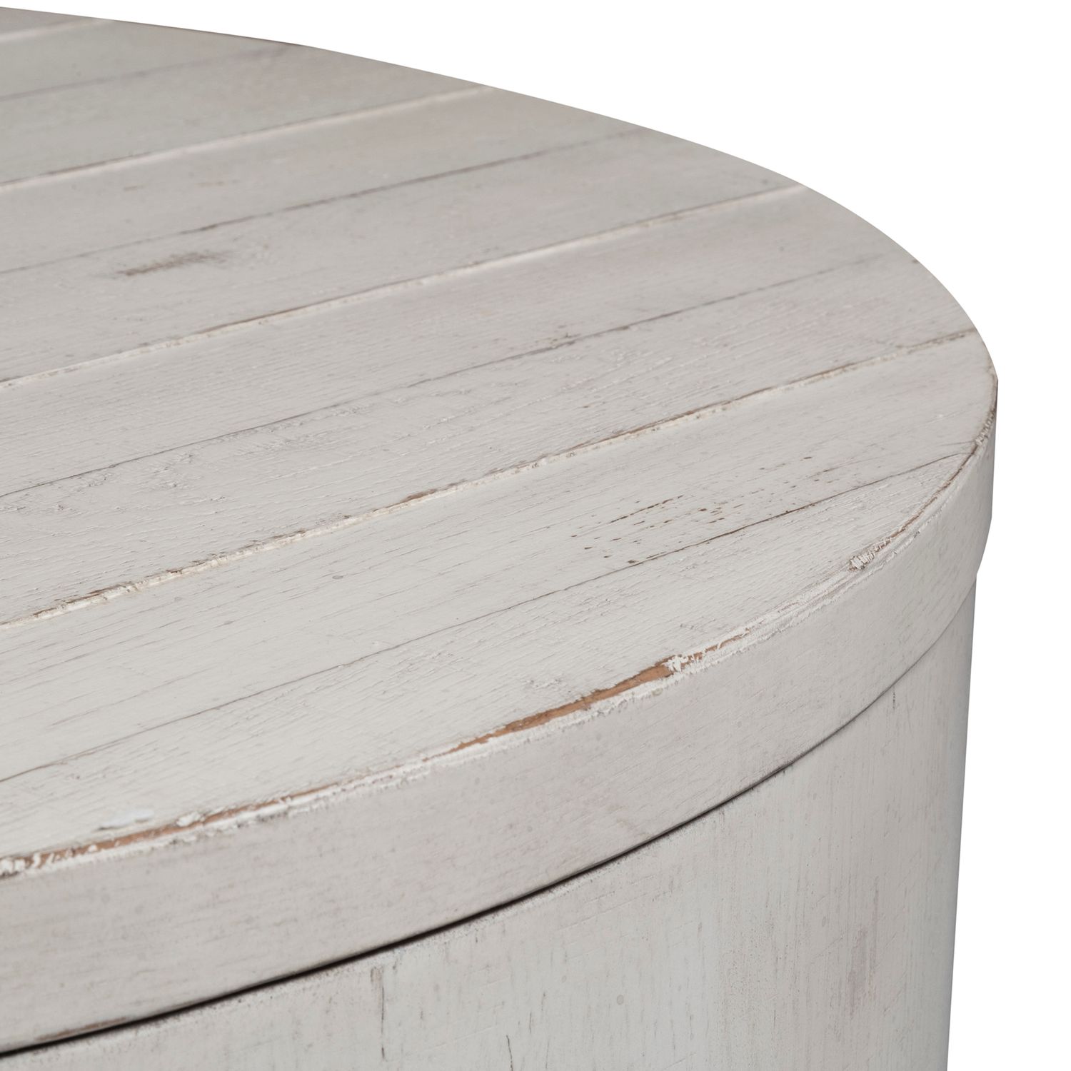 Modern Farmhouse Round Wood Drum Cocktail Table