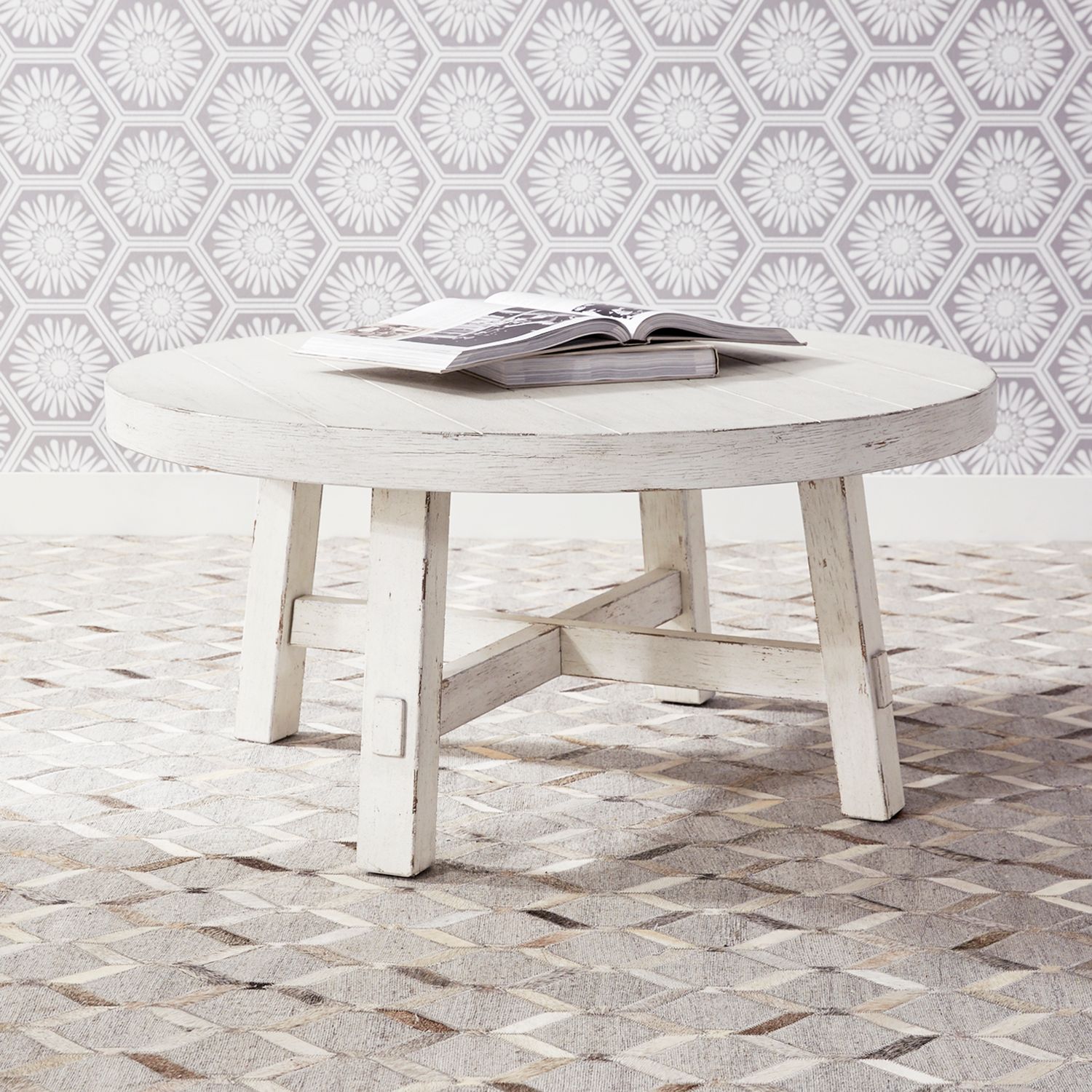 Modern Farmhouse Round Splay Leg Coffee Table Set