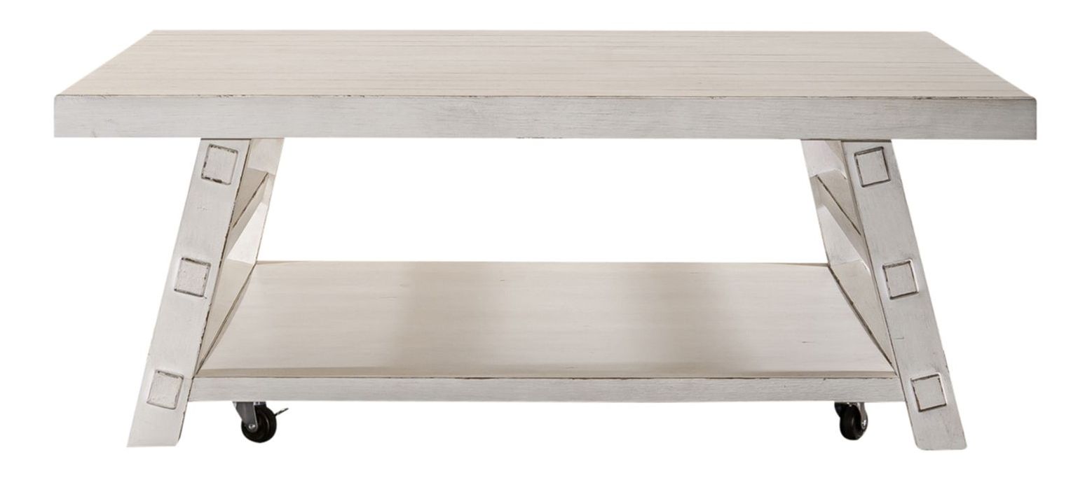 Modern Farmhouse Splay Leg Coffee Table Set | Distressed White