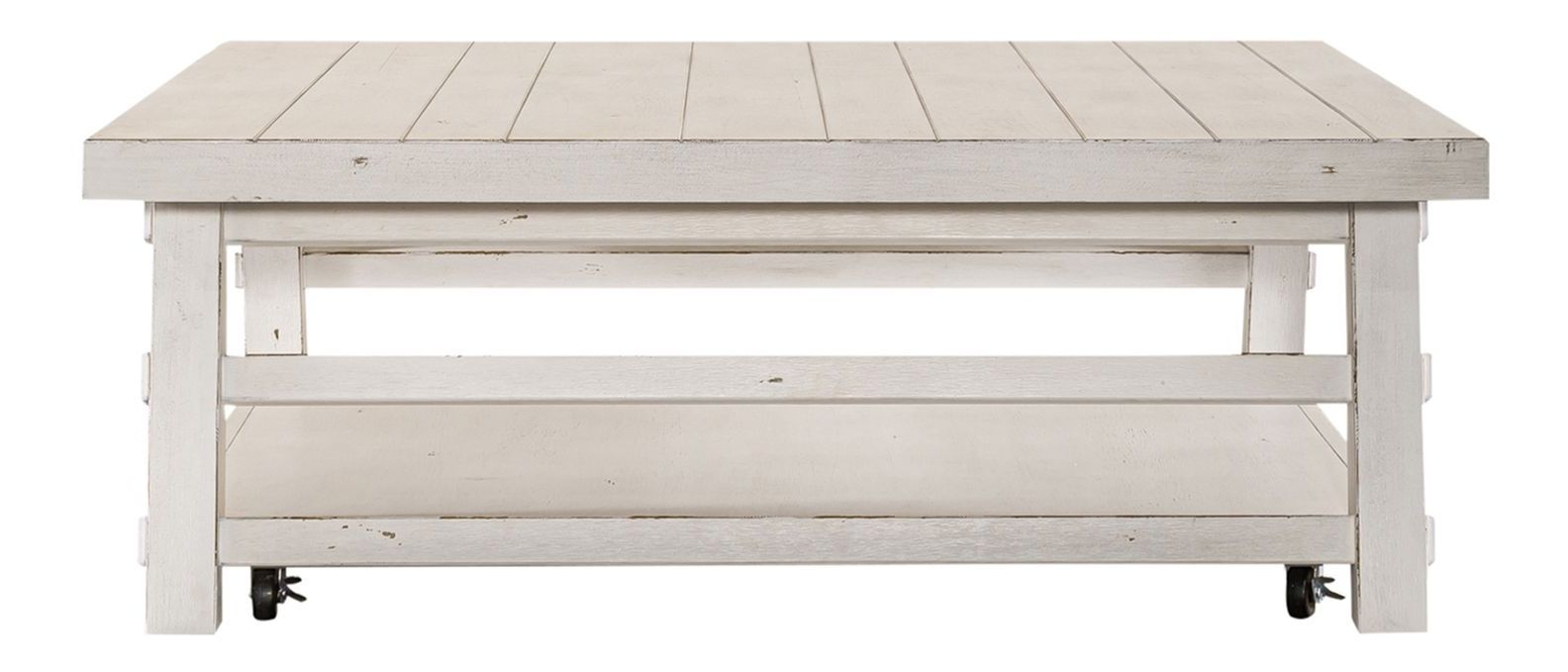 Modern Farmhouse Splay Leg Coffee Table Set | Distressed White