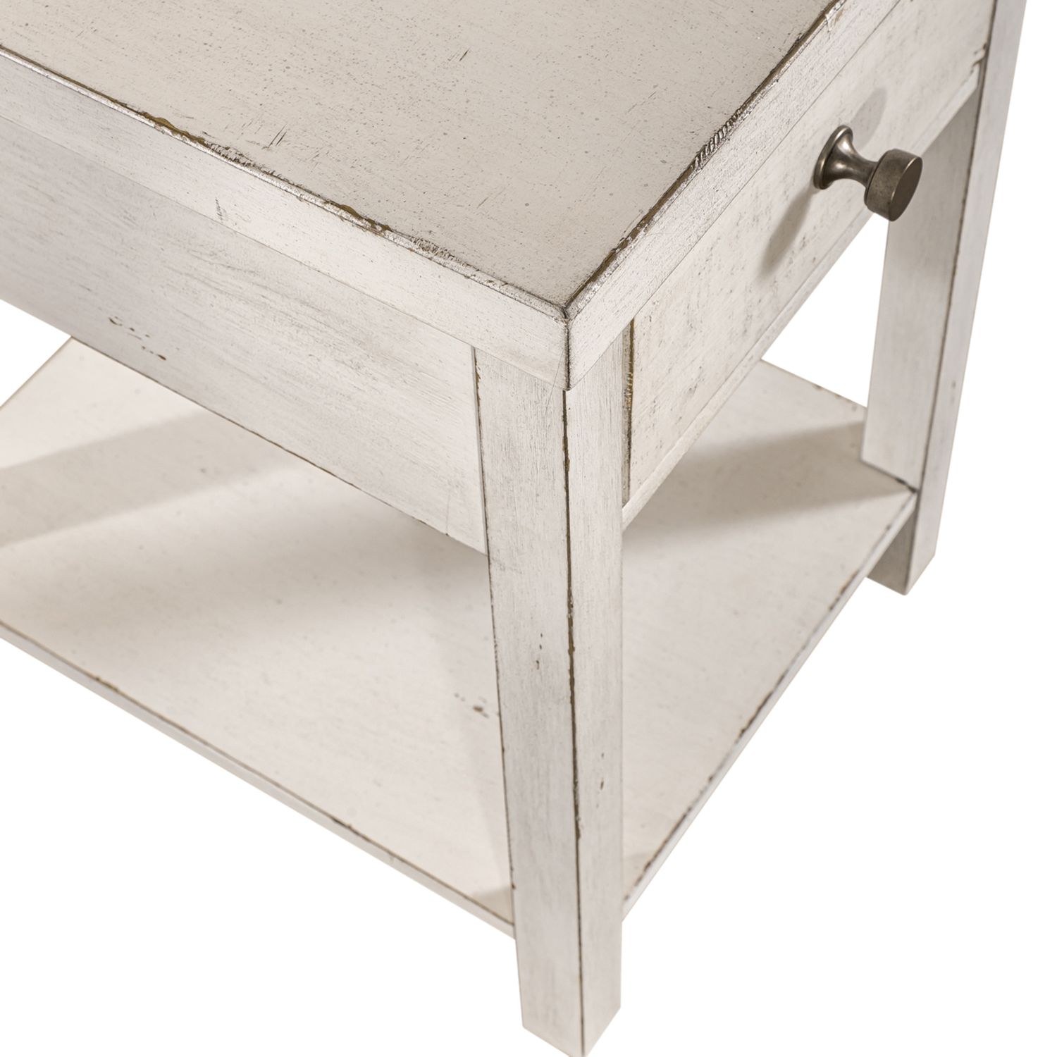 Modern Farmhouse Rectangular Wood Chair Side Table w/Drawer