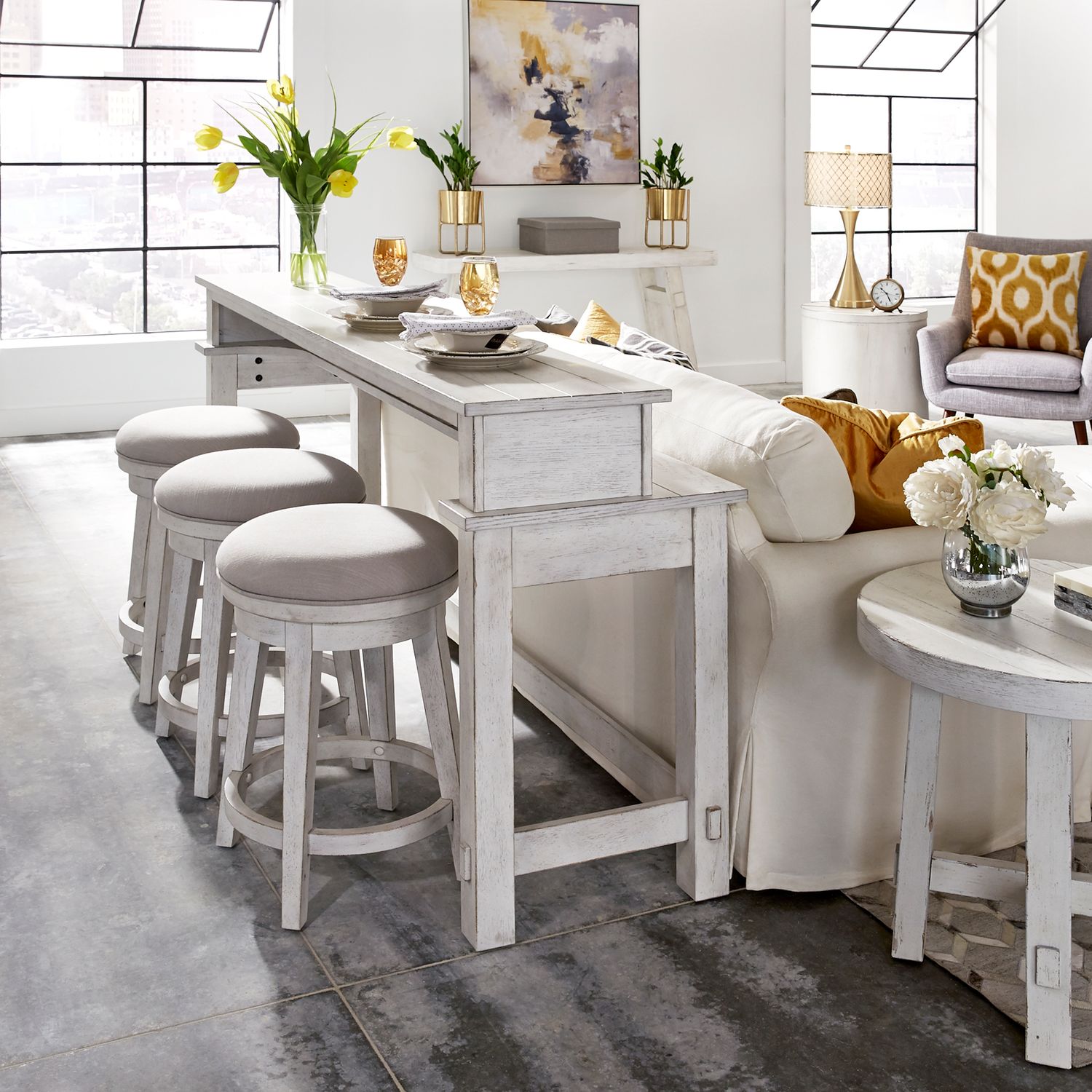 Modern Farmhouse Rectangular Wood Console Bar Table