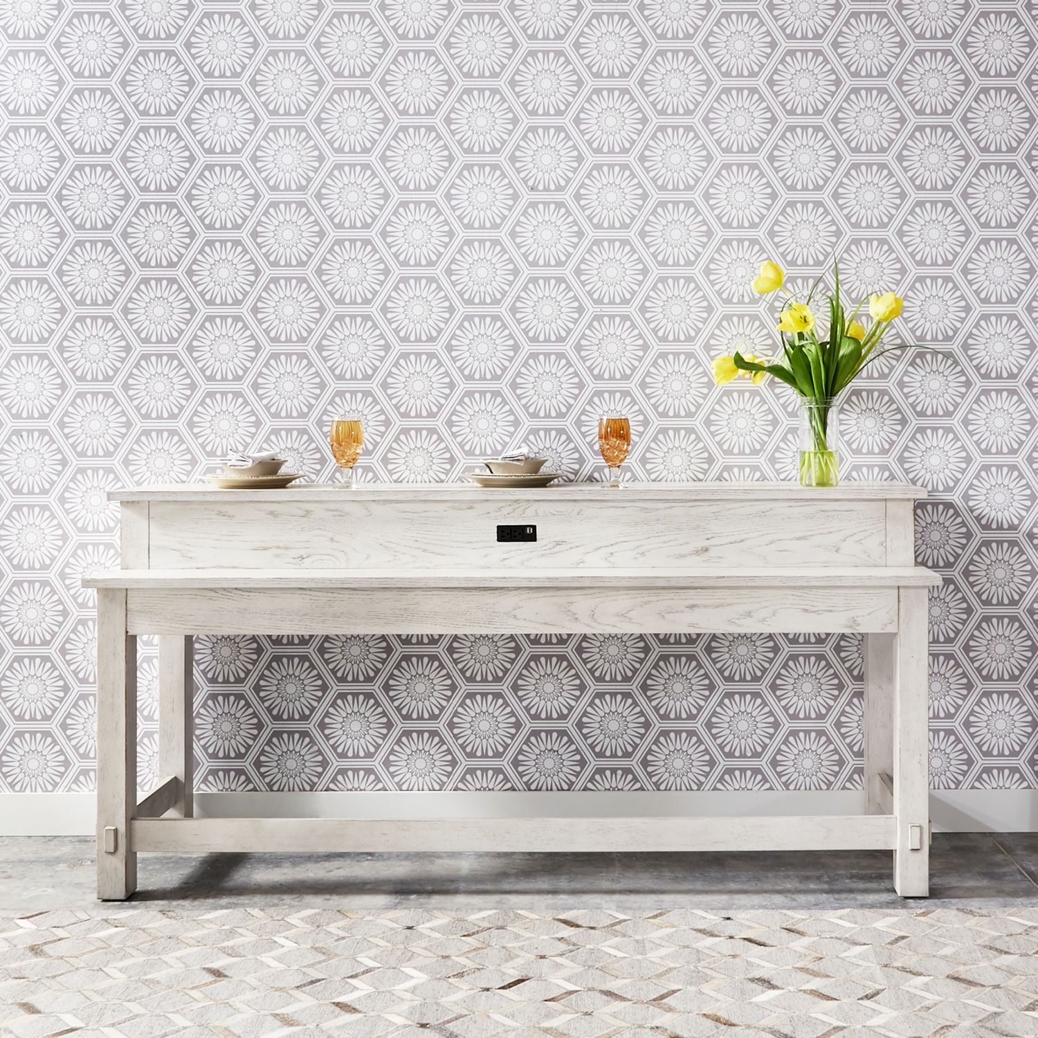 Modern Farmhouse Rectangular Wood Console Bar Table