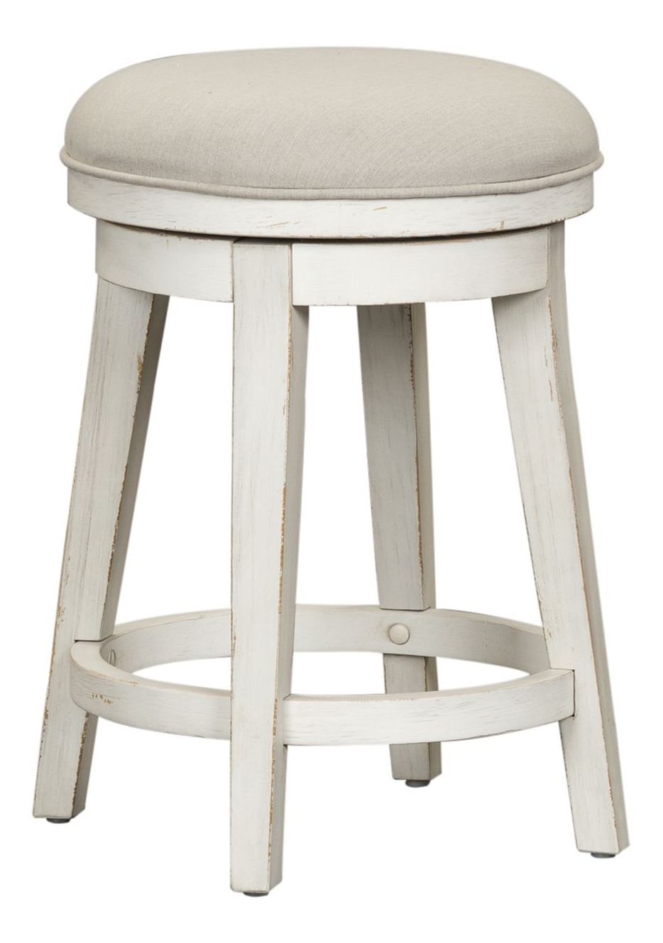 Modern Farmhouse Fabric/Wood Console Swivel Stool