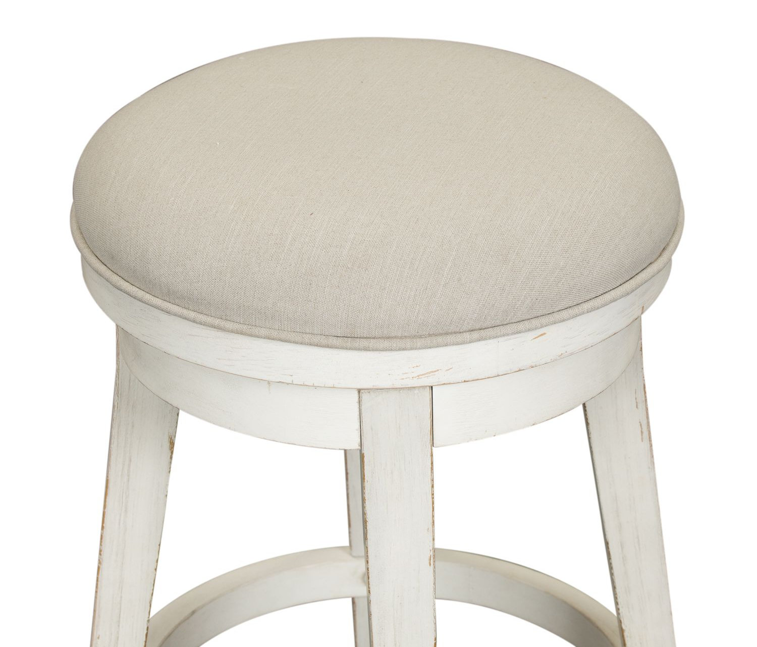 Modern Farmhouse Fabric/Wood Console Swivel Stool