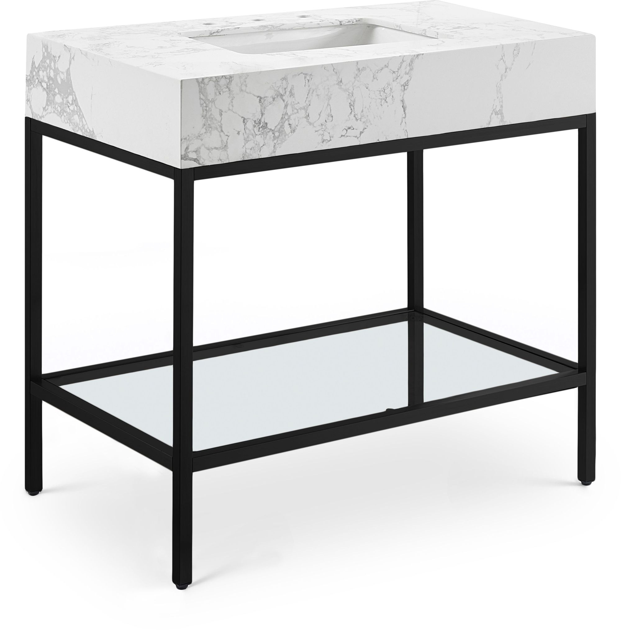 Marmo 36" Marble Single Bathroom Vanity with Ceramic Sink