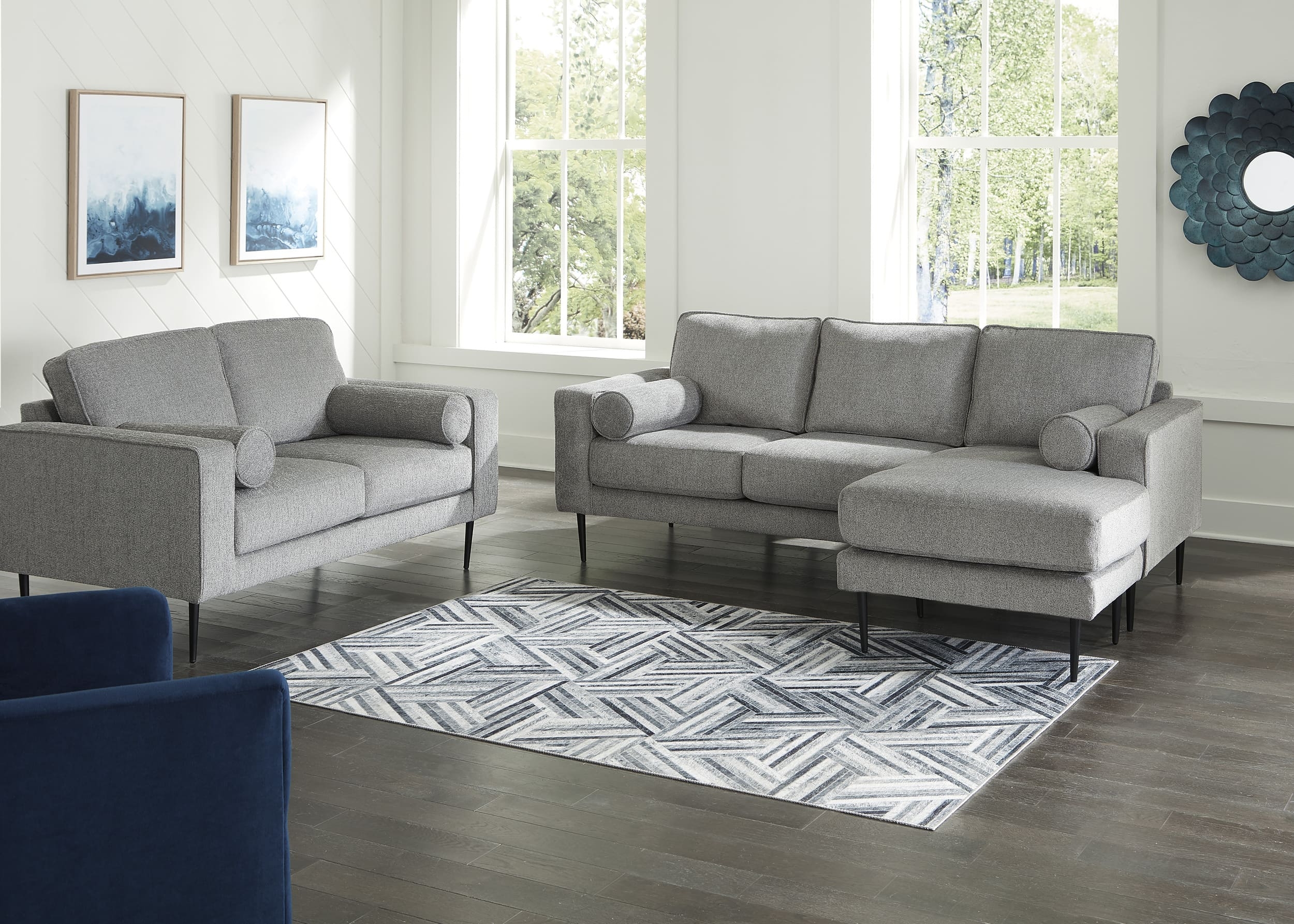 Hazela Polyester L-Shaped Sectional Sofa w/Right Arm Chaise Facing