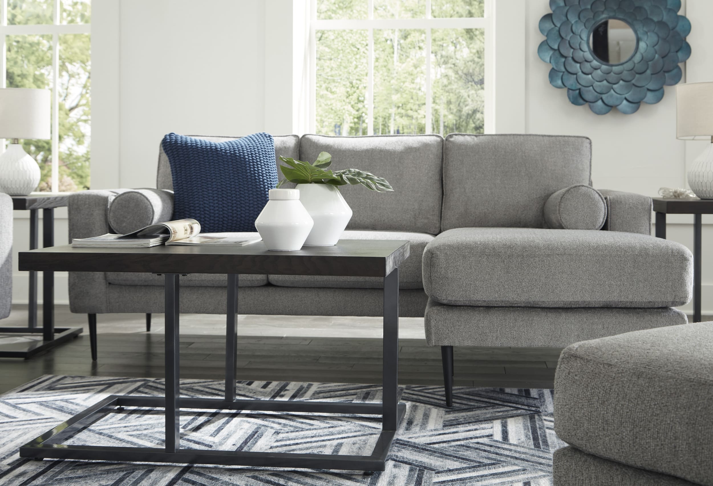 Hazela Polyester L-Shaped Sectional Sofa w/Right Arm Chaise Facing