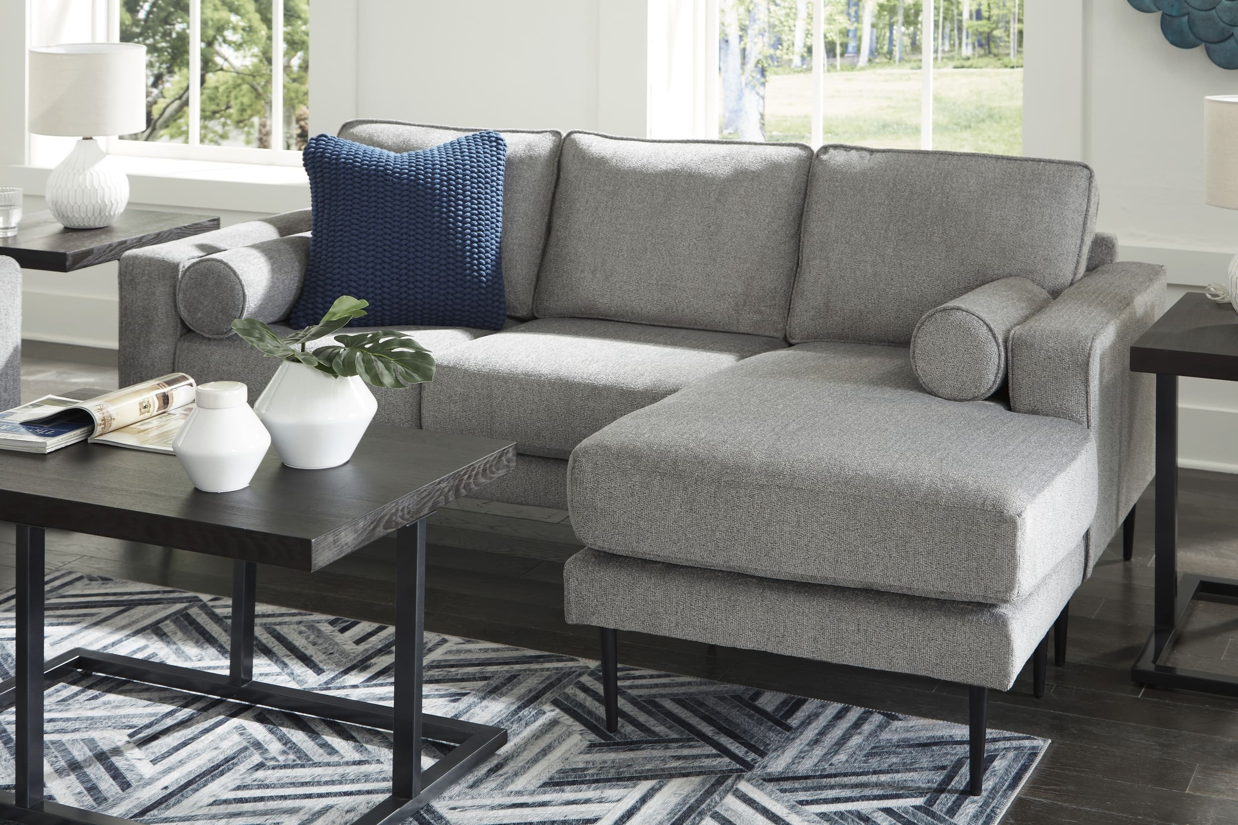 Hazela Polyester L-Shaped Sectional Sofa w/Right Arm Chaise Facing