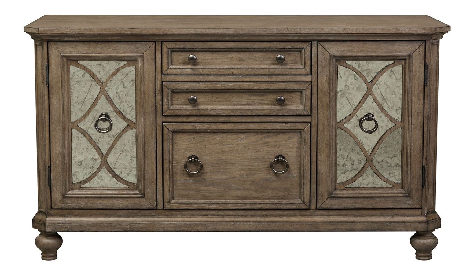 Simply Elegant Wood/Glass Credenza w/3 Drawers & 2 Doors