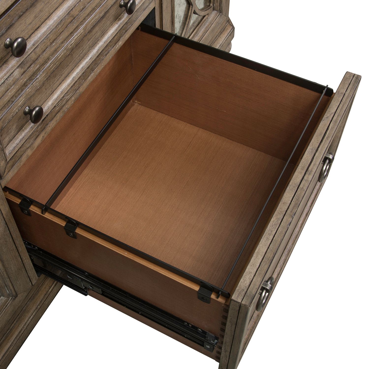 Simply Elegant Wood/Glass Credenza w/3 Drawers & 2 Doors