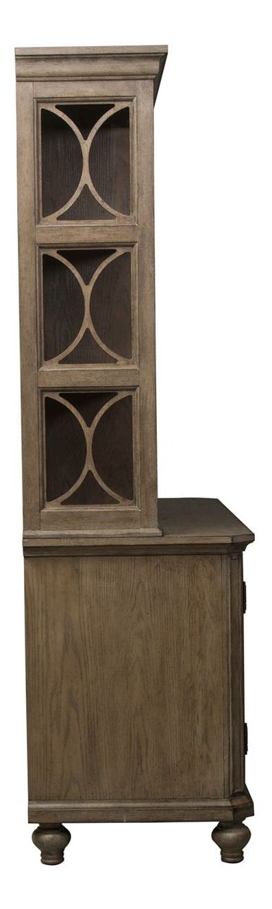 Simply Elegant Wood/Glass Credenza & Hutch Set w/3 Drawers & 2 Doors