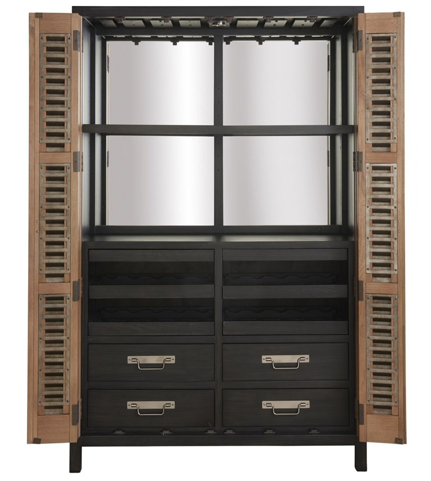 Libations Wood/Metal Locker w/2 Doors & 4 Drawers