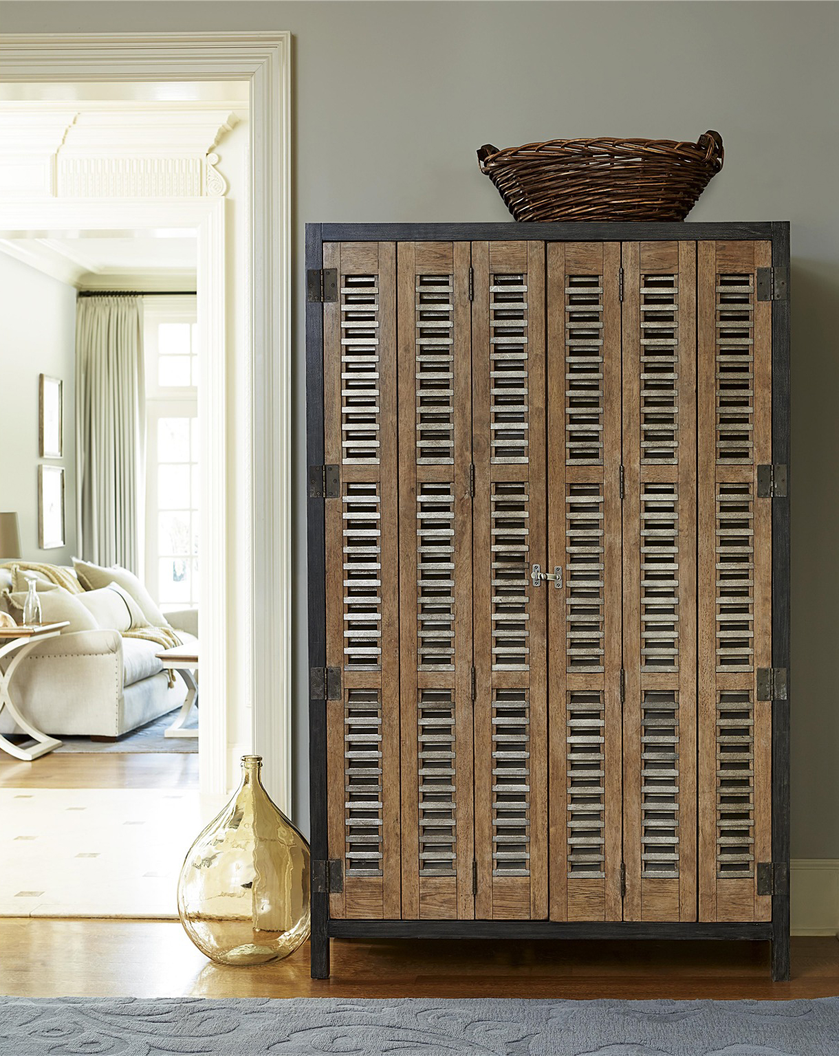 Libations Wood/Metal Locker w/2 Doors & 4 Drawers