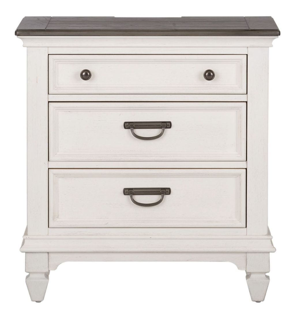 Allyson Park Wood Night Stand w/Charging Station & 3 Drawers