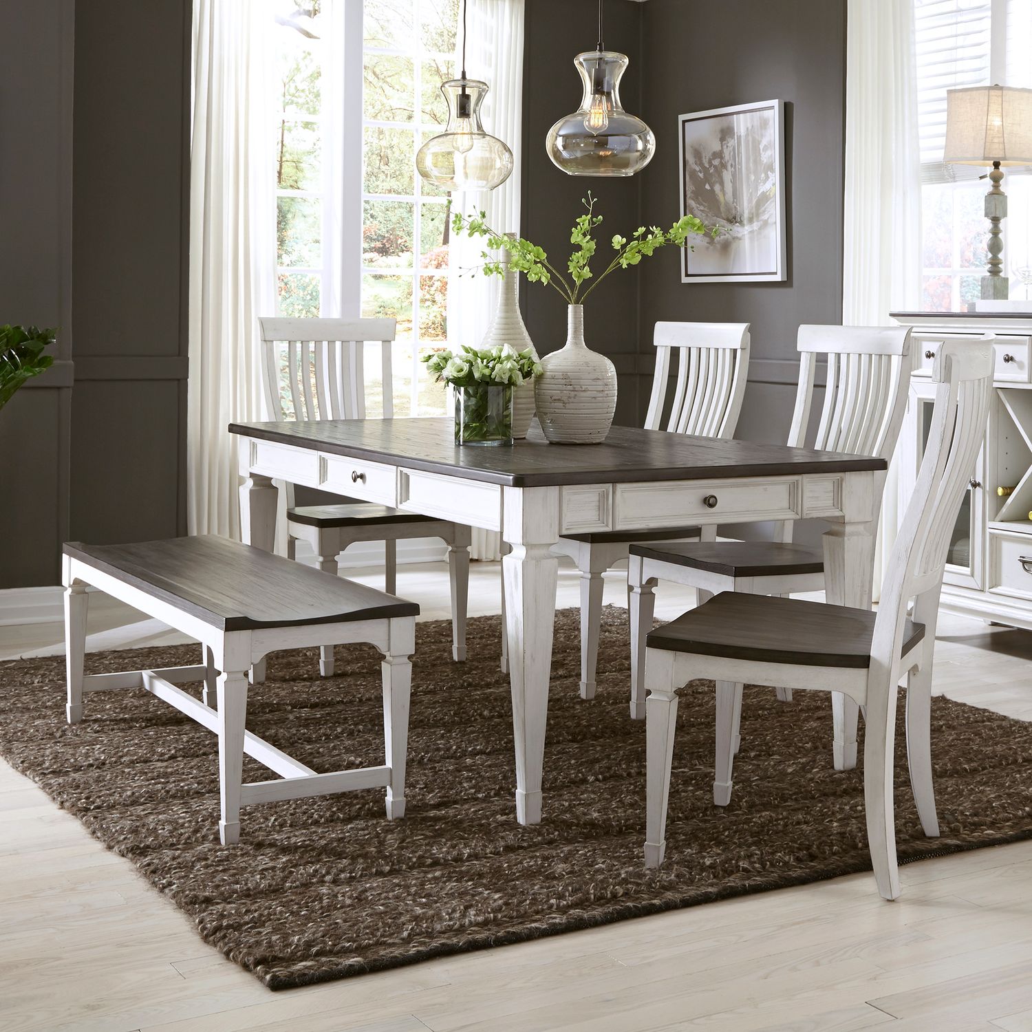 Allyson Park Wood Dining Set with 4 Drawers